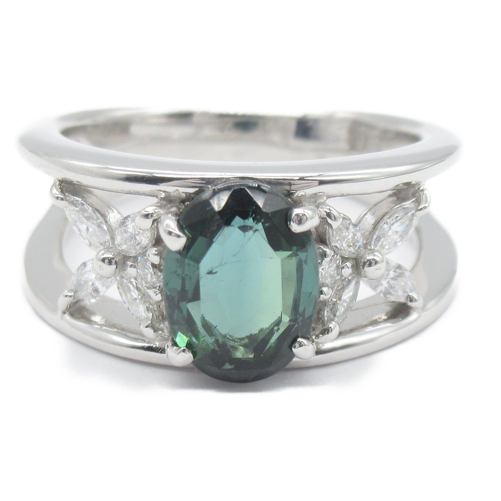 Tourmaline Diamond Ring K18WG White Gold