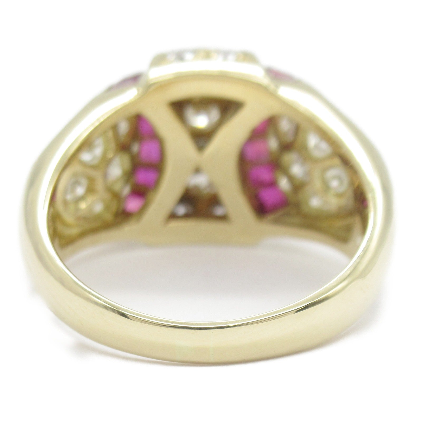 Ruby Diamond Ring K18 Yellow Gold Jewelry