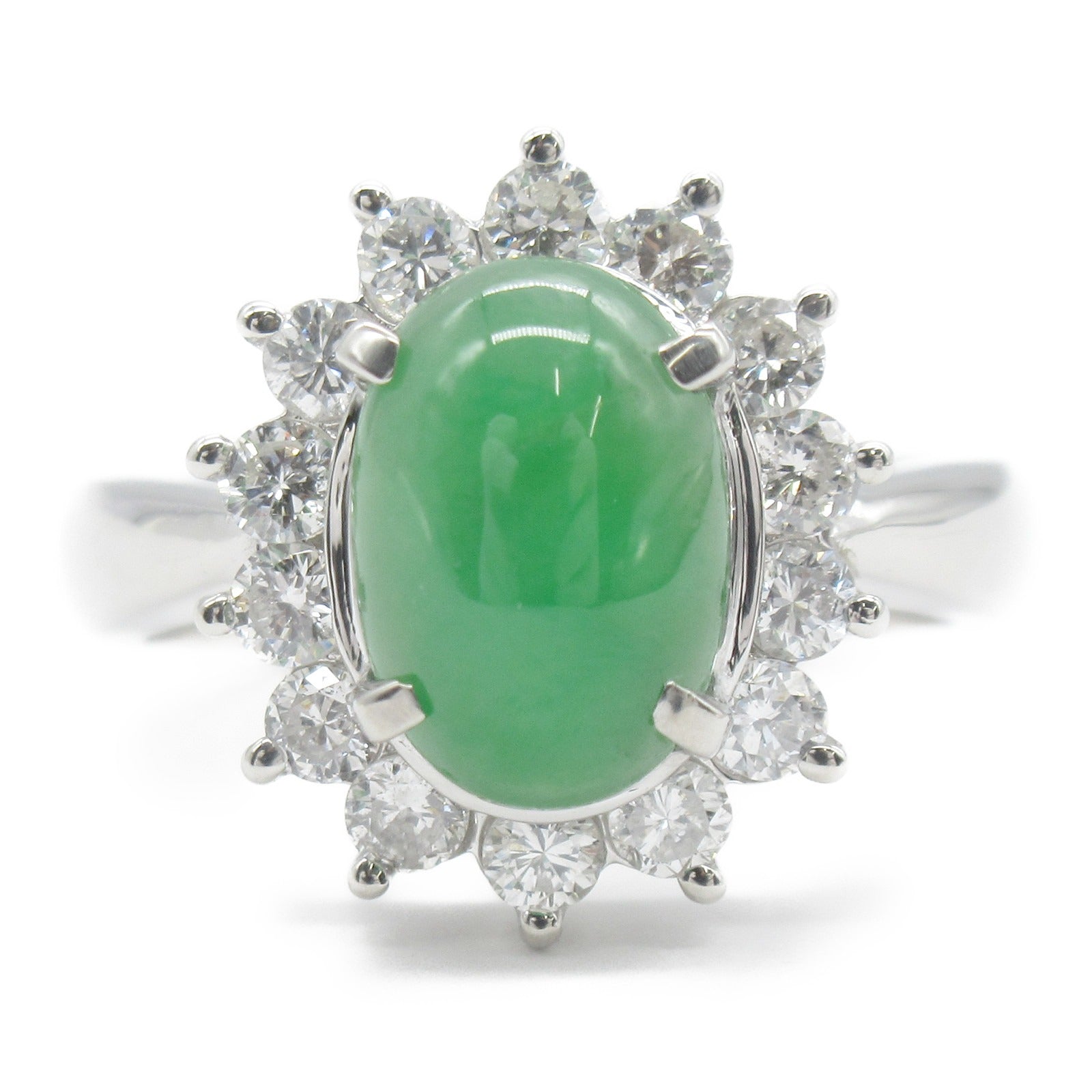 Jade Diamond Ring Pt900 Platinum Jewelry