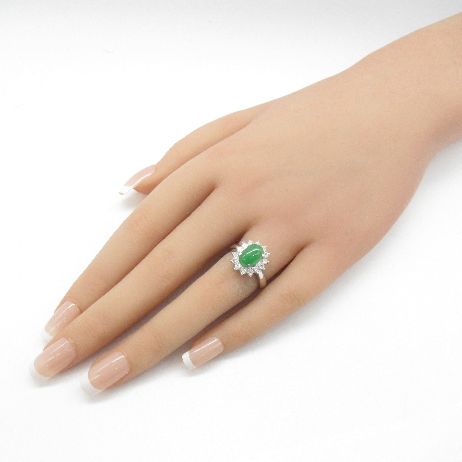 Jade Diamond Ring Pt900 Platinum Jewelry