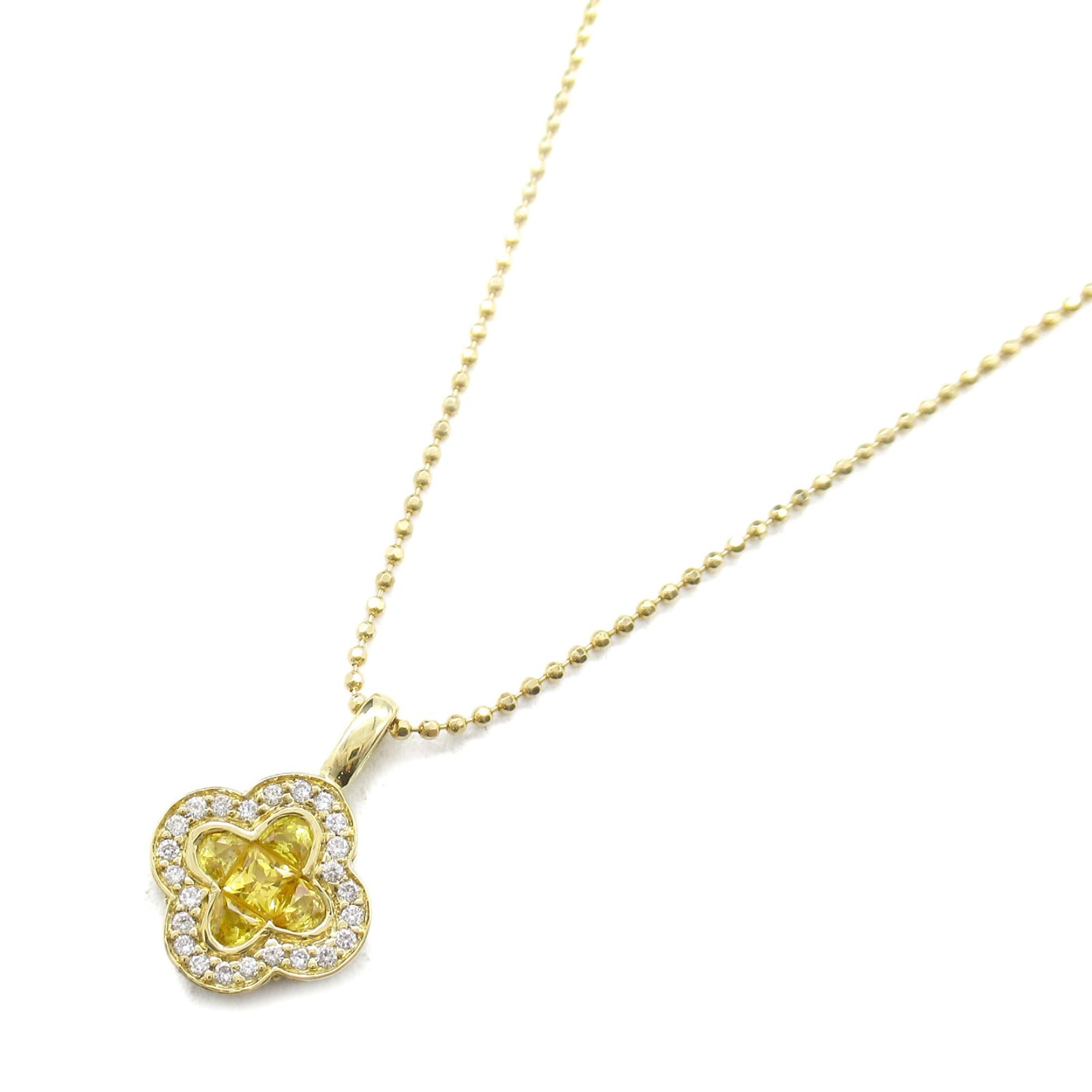 Yellow Sapphire Diamond Necklace K18 Gold