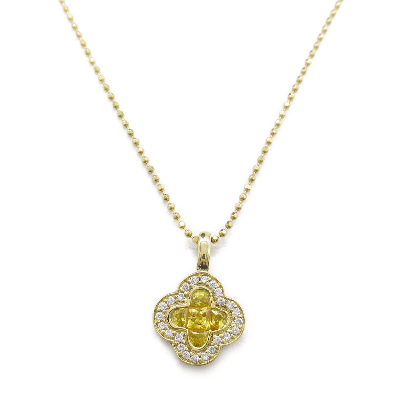 Yellow Sapphire Diamond Necklace K18 Gold