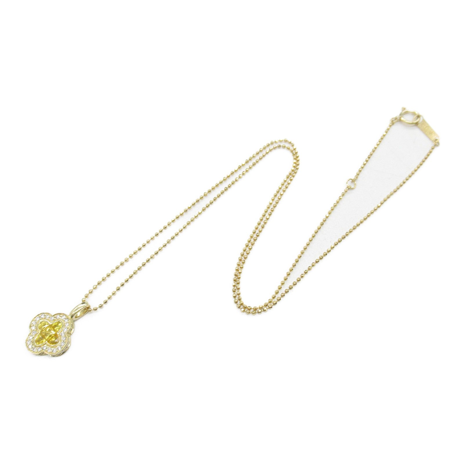 Yellow Sapphire Diamond Necklace K18 Gold