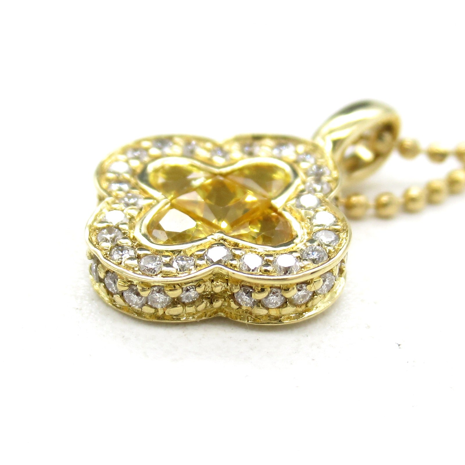 Yellow Sapphire Diamond Necklace K18 Gold