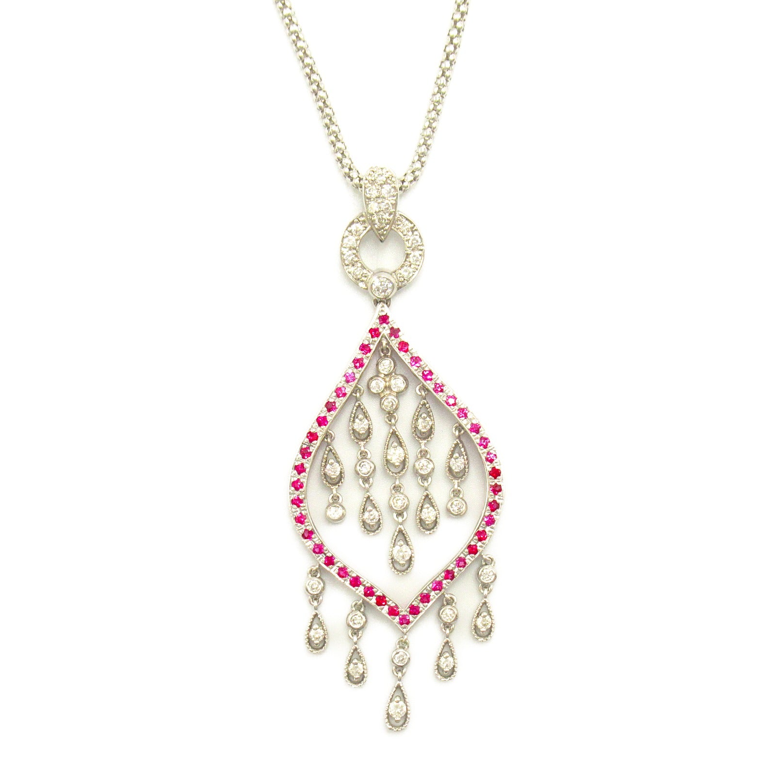 Ruby Diamond Necklace K18WG White Gold