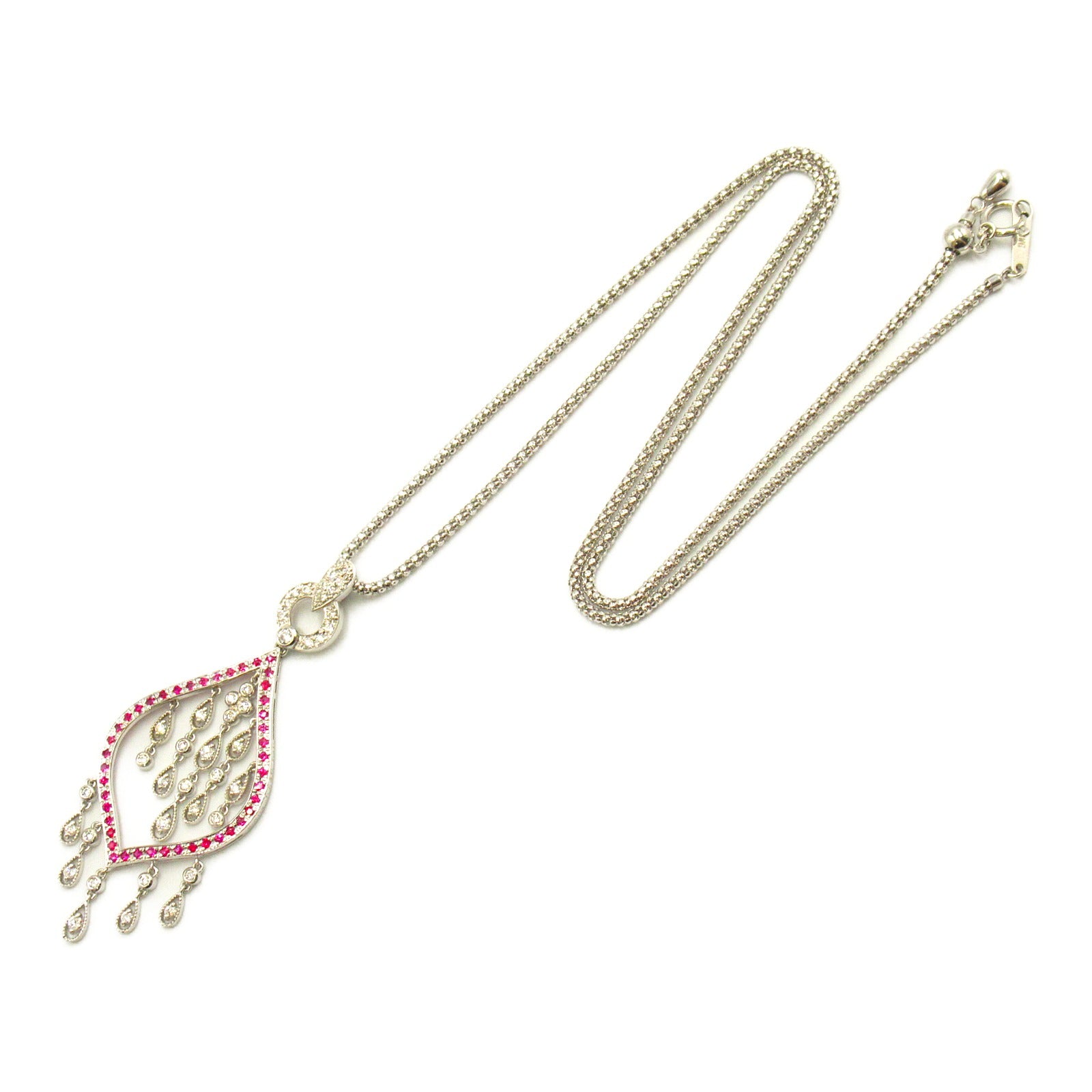 Ruby Diamond Necklace K18WG White Gold