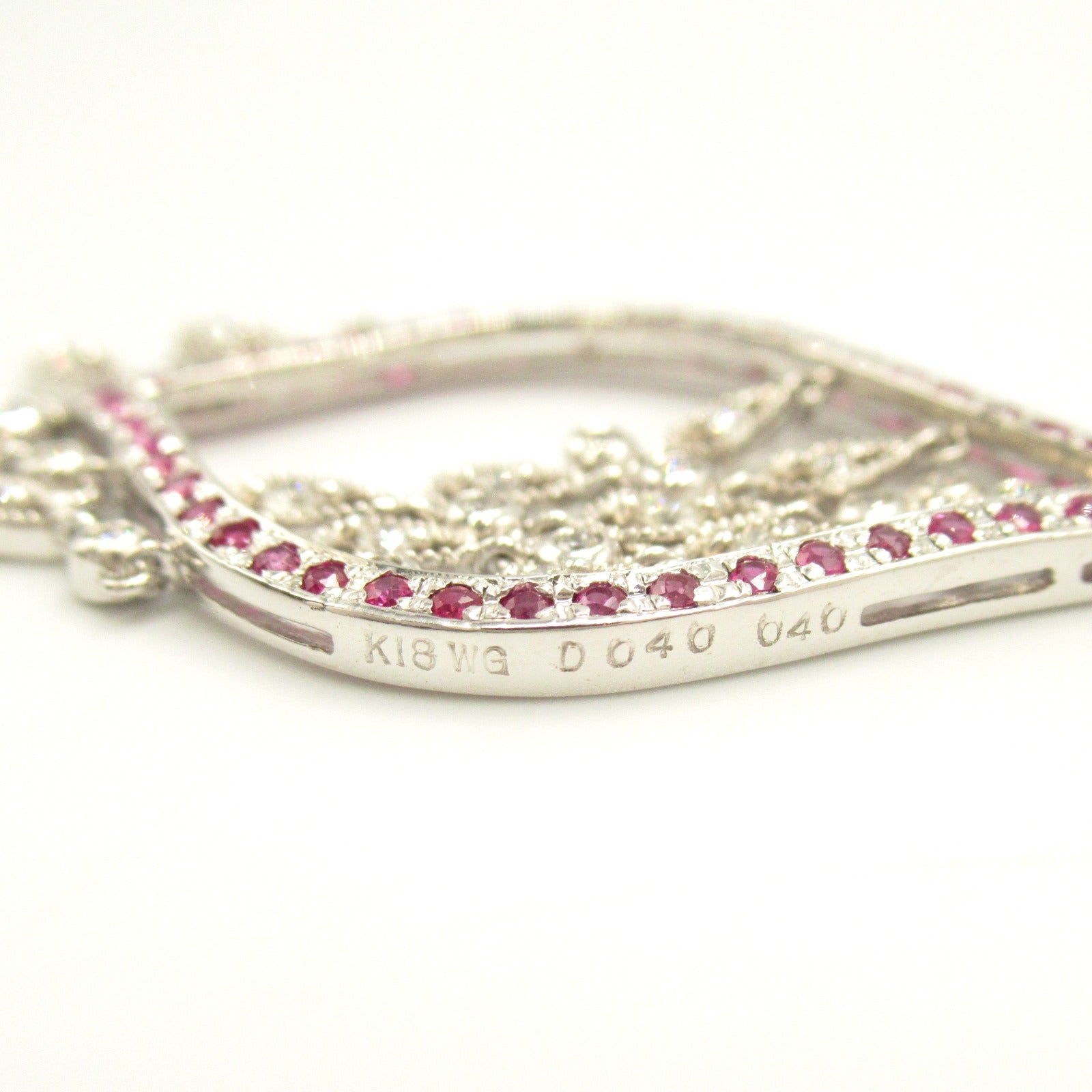 Ruby Diamond Necklace K18WG White Gold