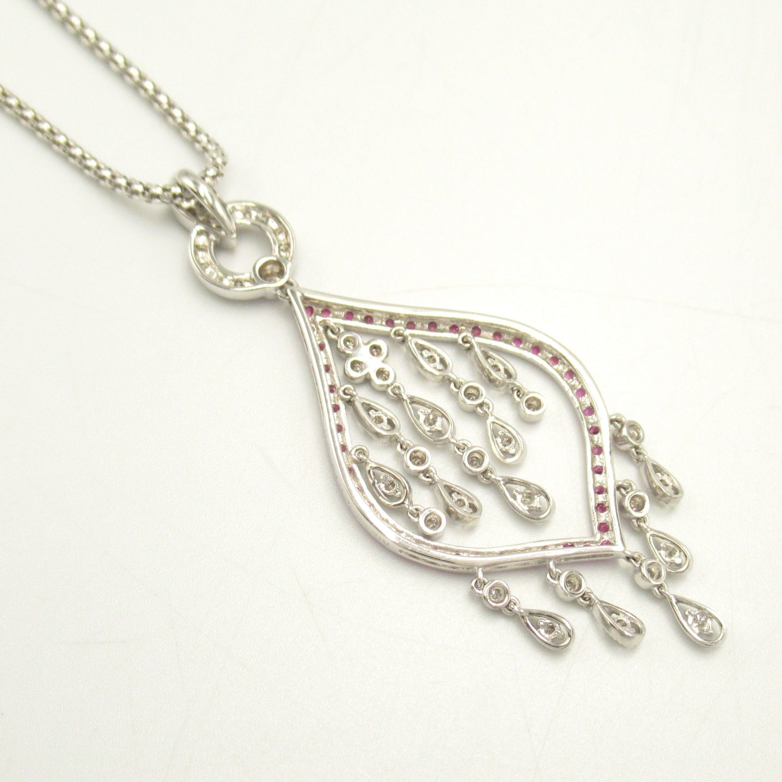 Ruby Diamond Necklace K18WG White Gold