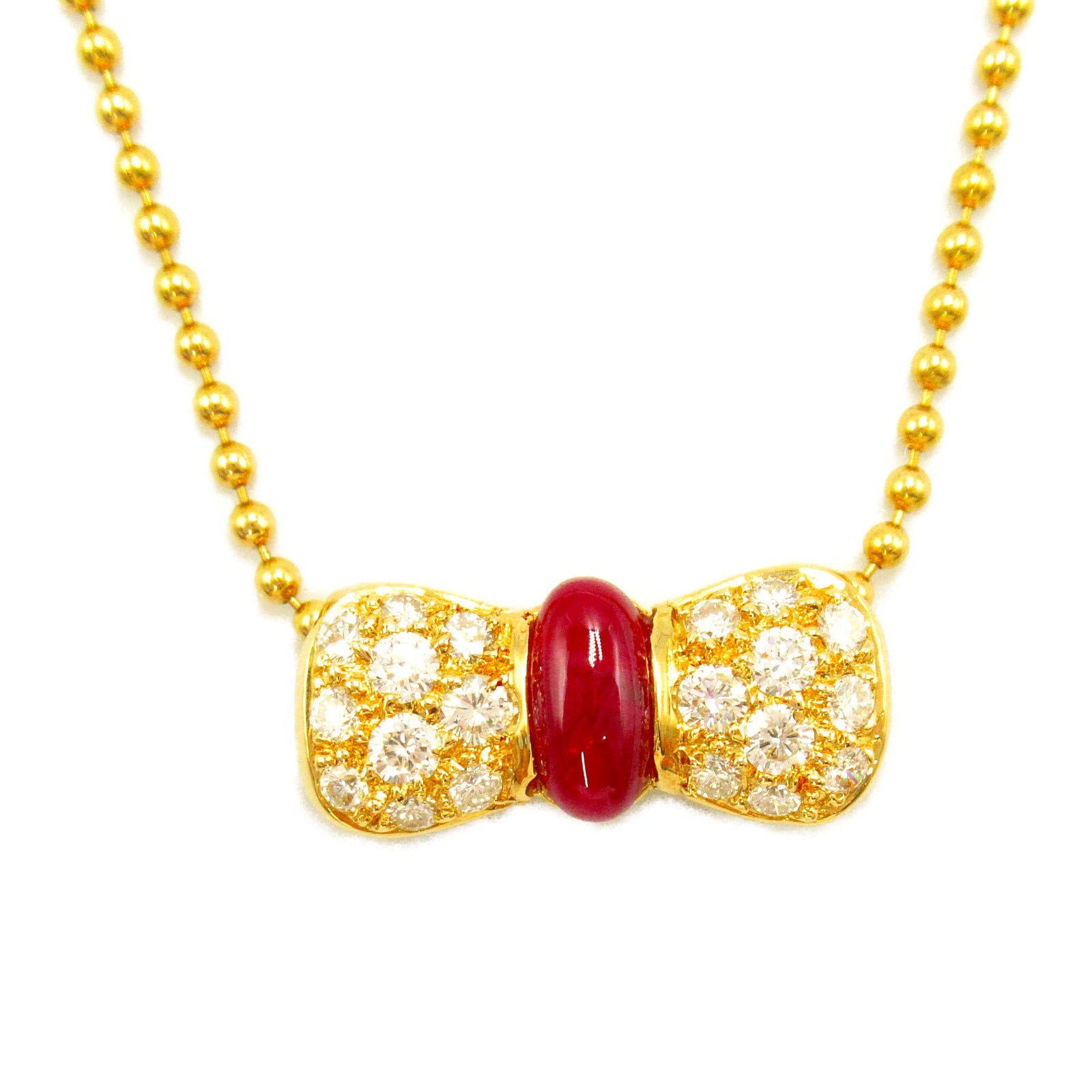 Ruby Diamond Necklace K18 Yellow Gold