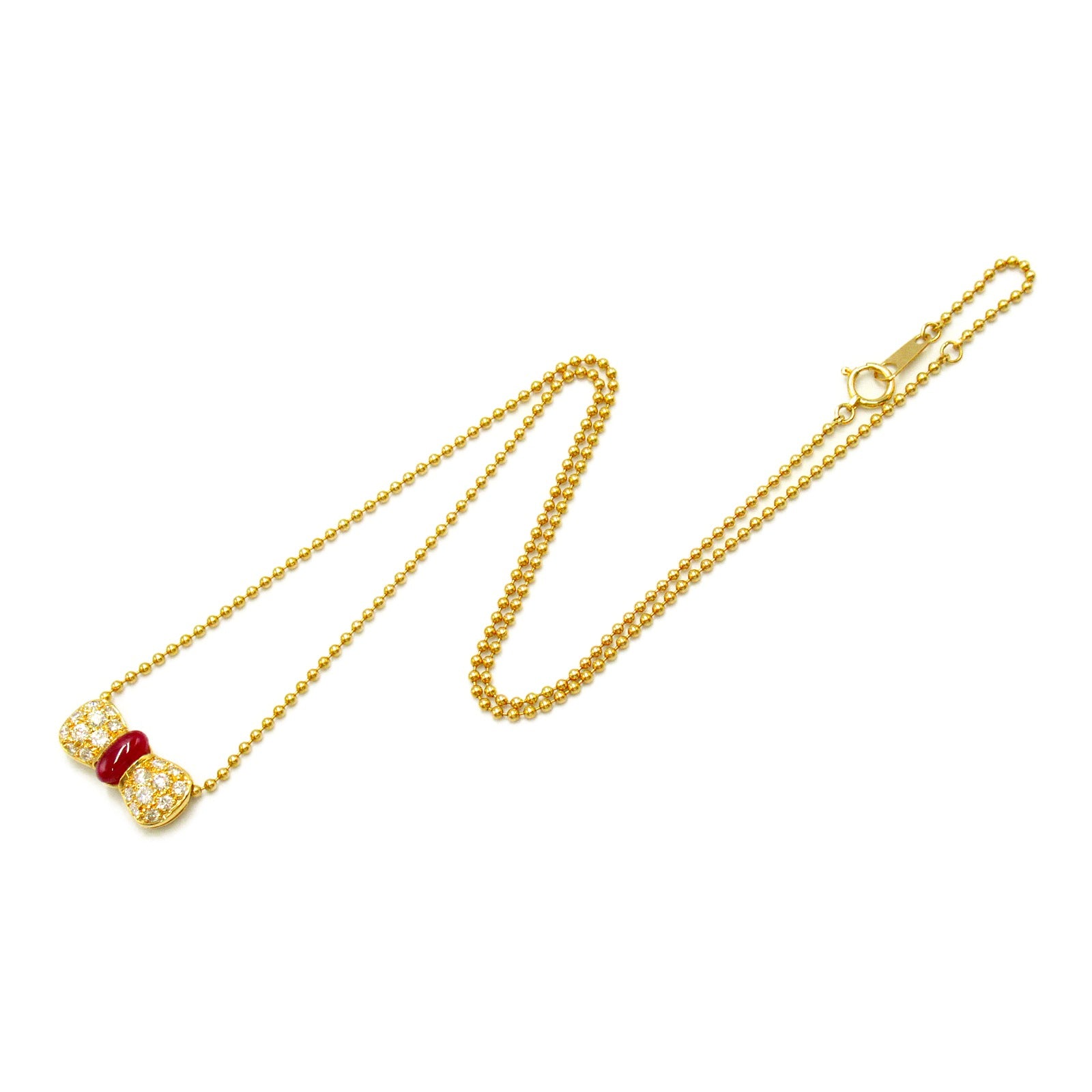 Ruby Diamond Necklace K18 Yellow Gold