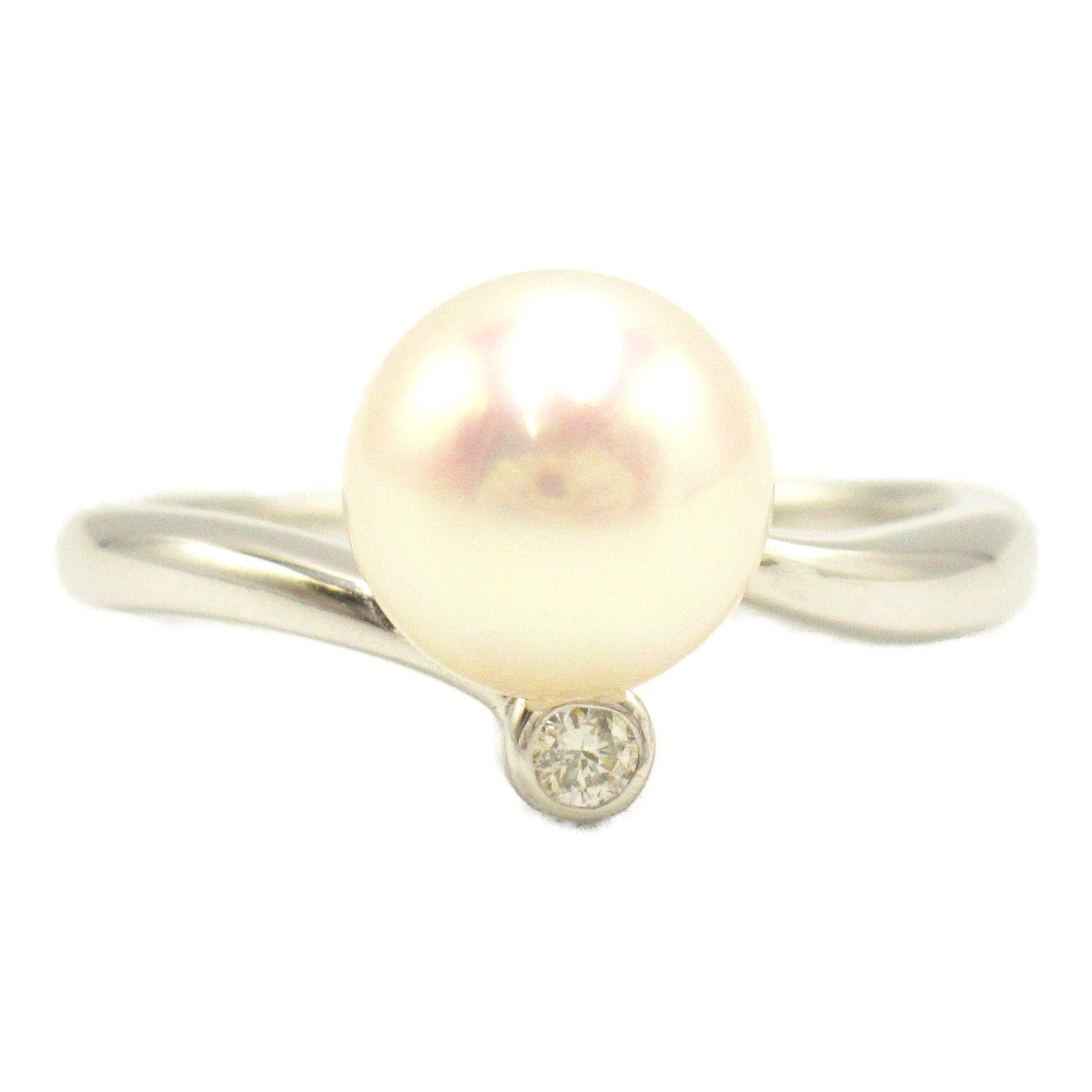 K18WG White Gold Pearl Diamond Ring