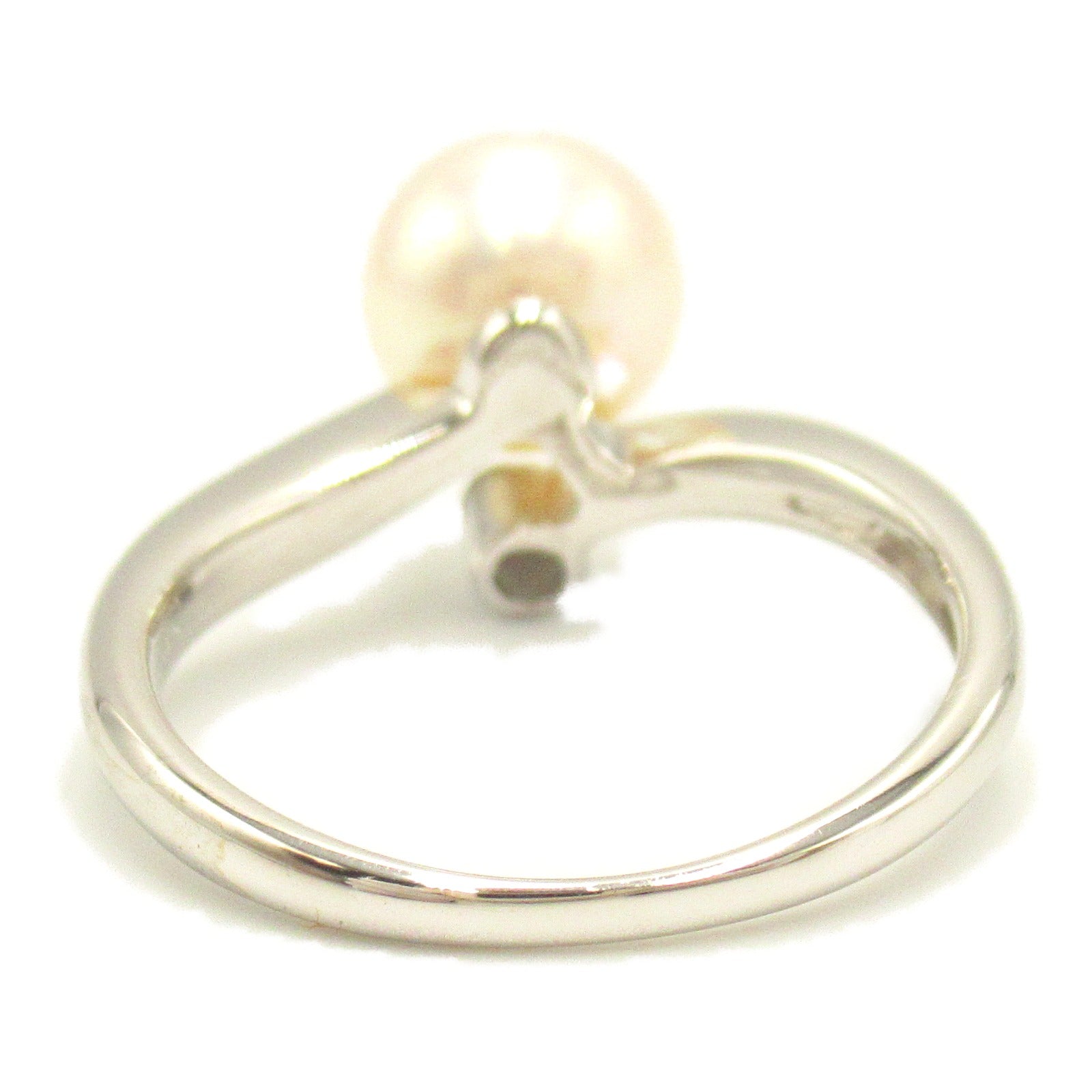 K18WG White Gold Pearl Diamond Ring