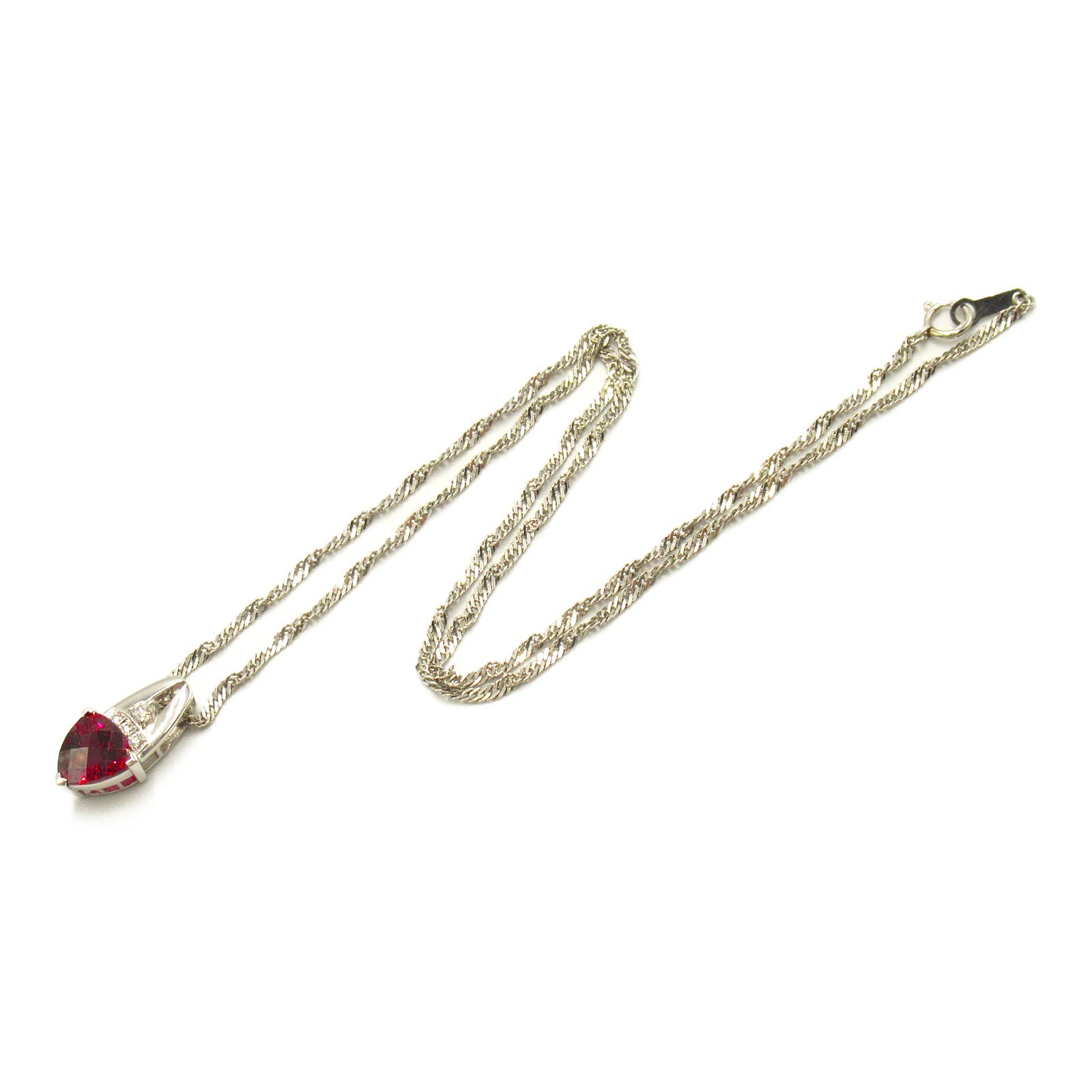 Garnet Diamond Necklace K18WG White Gold