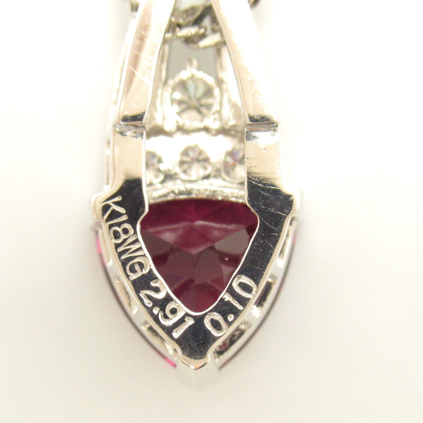 Garnet Diamond Necklace K18WG White Gold