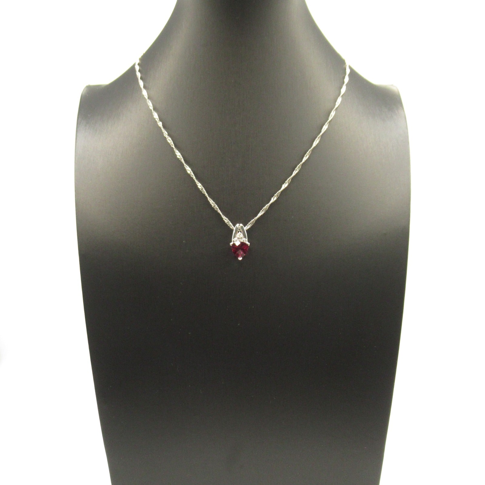 Garnet Diamond Necklace K18WG White Gold