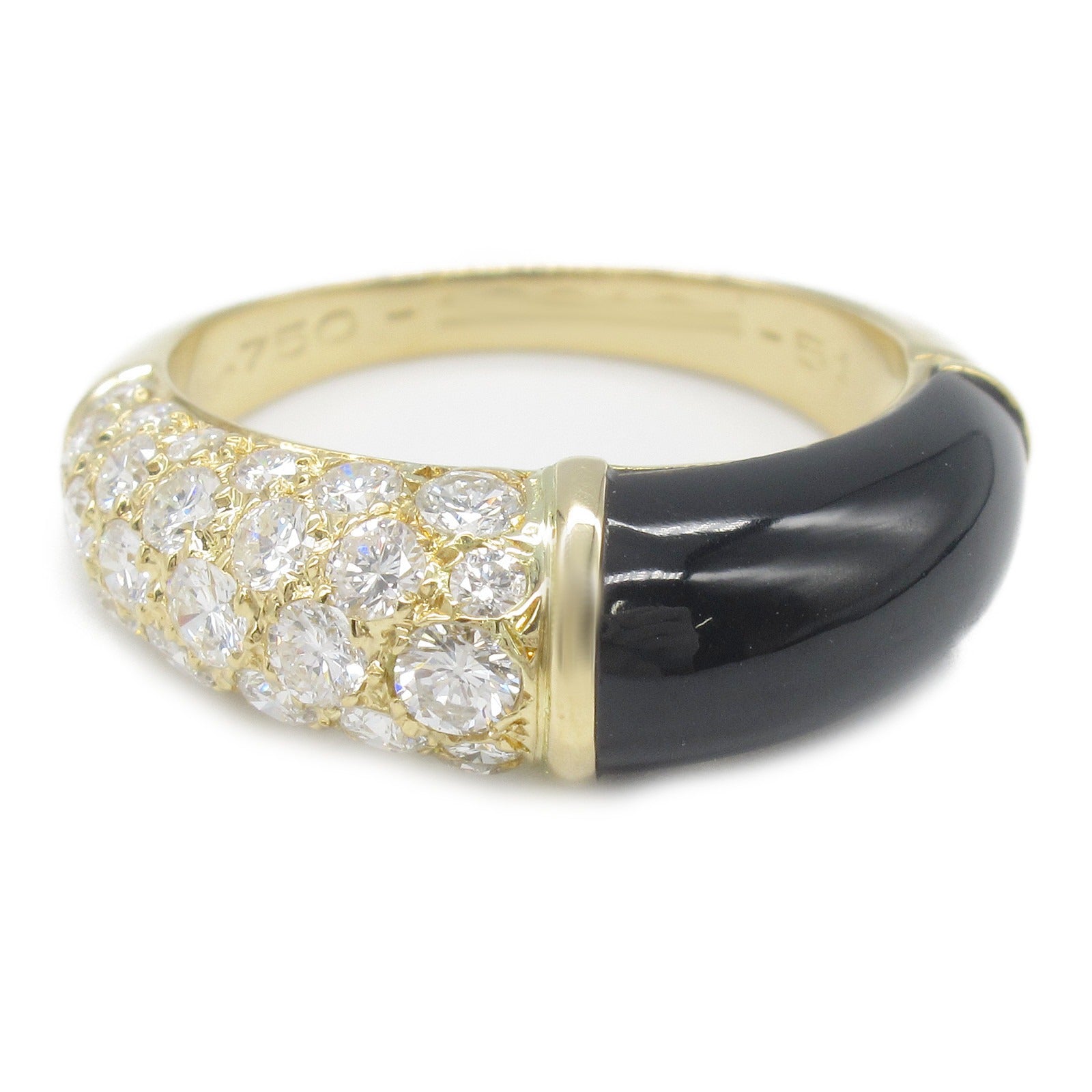 Cartier Onyx Diamond Ring K18 Yellow Gold