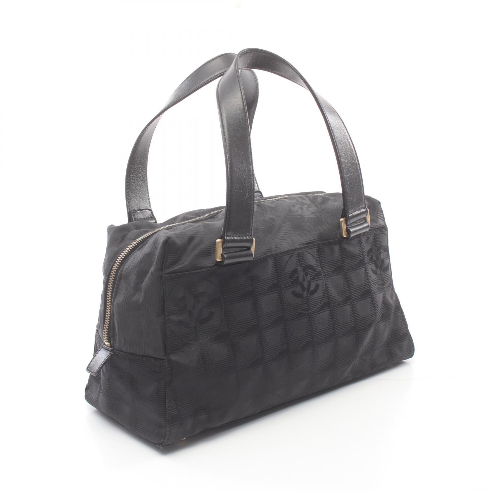 Chanel Nylon Canvas Leather Handbag Black