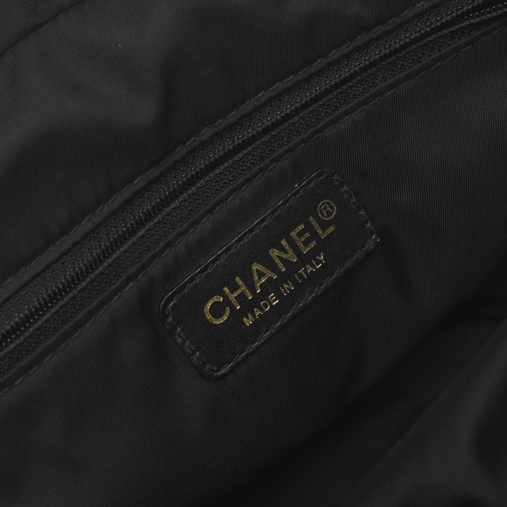 Chanel Nylon Canvas Leather Handbag Black