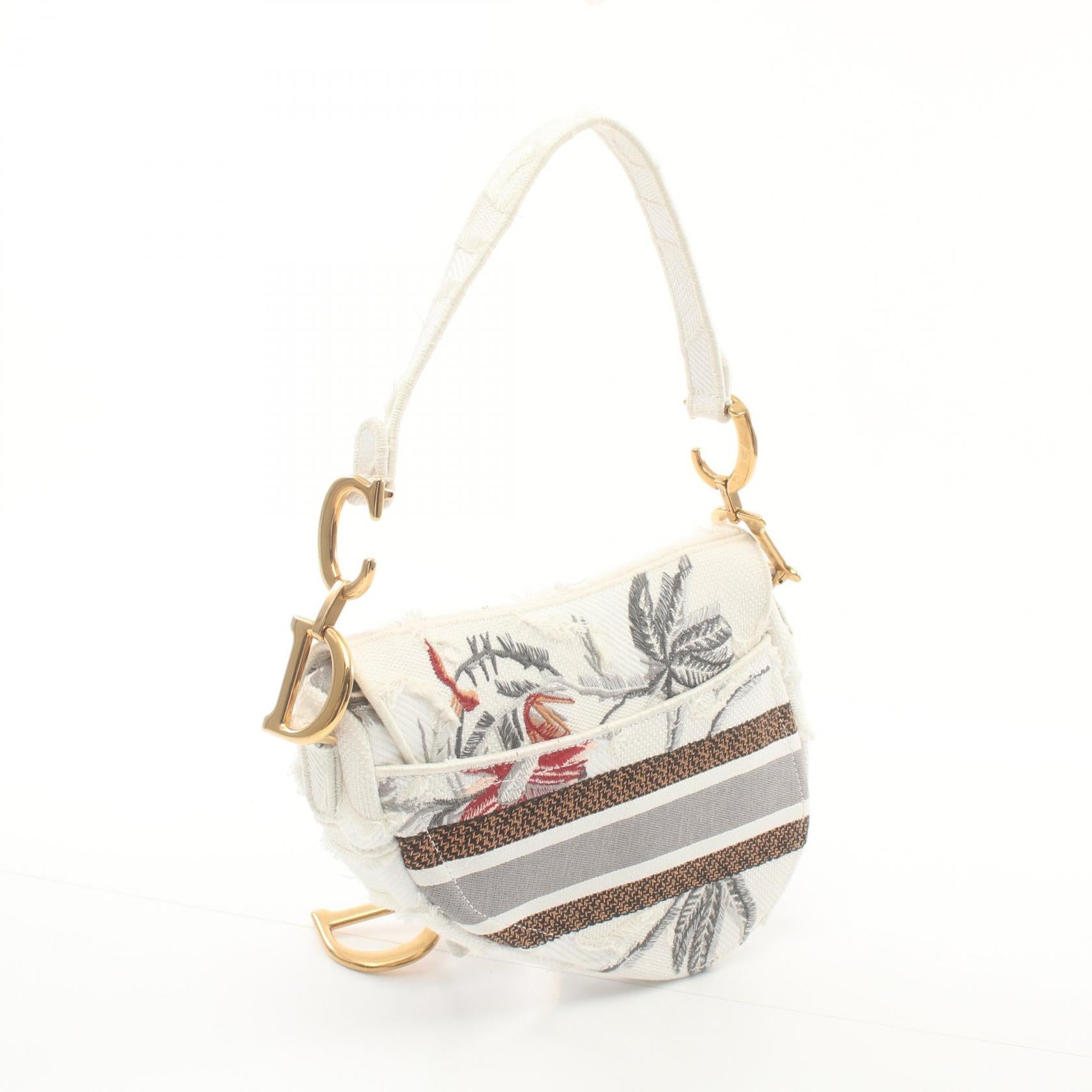 Dior Canvas Saddle Handbag White Multicolor