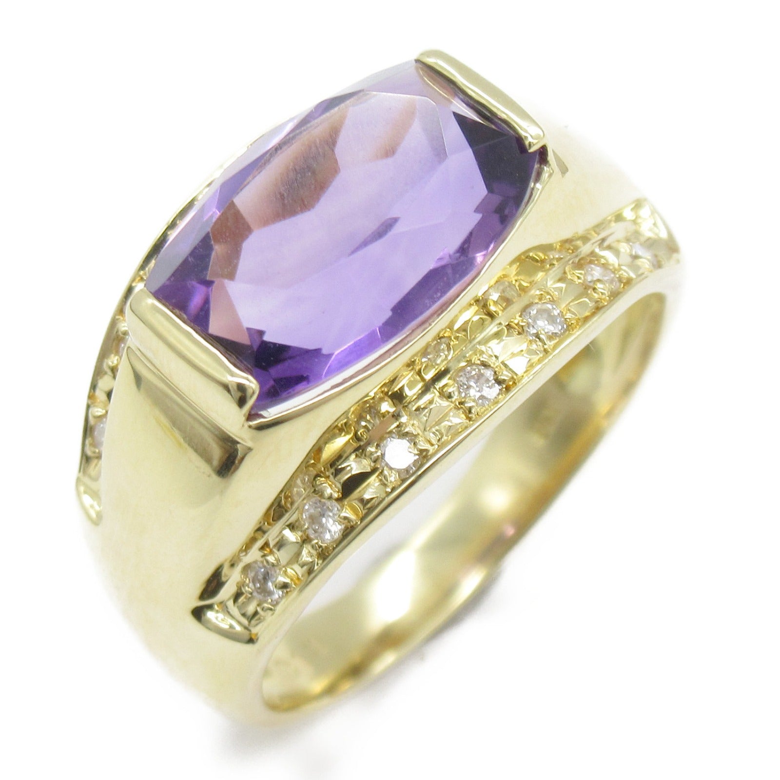 Amethyst Diamond K18 Yellow Gold Ring