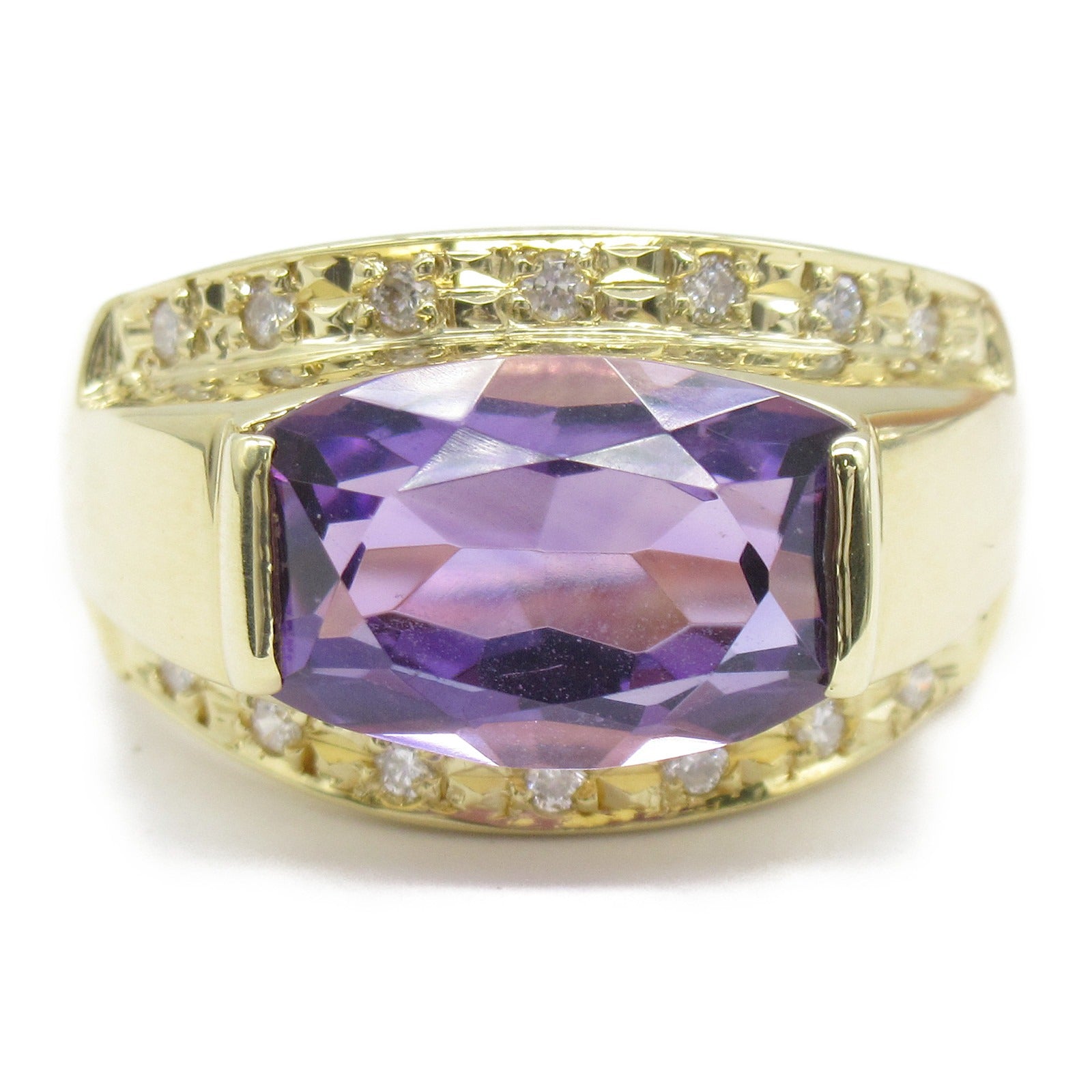 Amethyst Diamond K18 Yellow Gold Ring