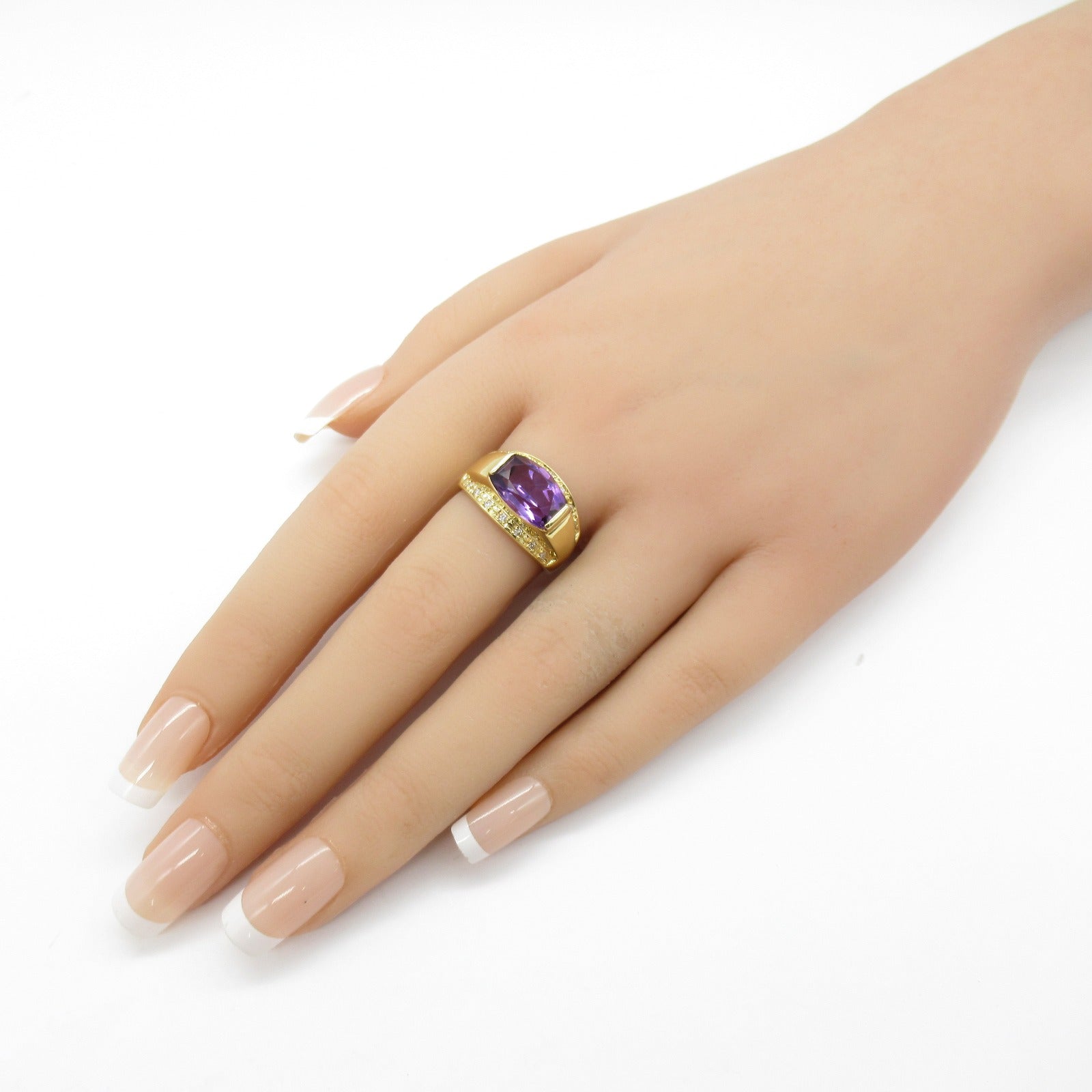 Amethyst Diamond K18 Yellow Gold Ring