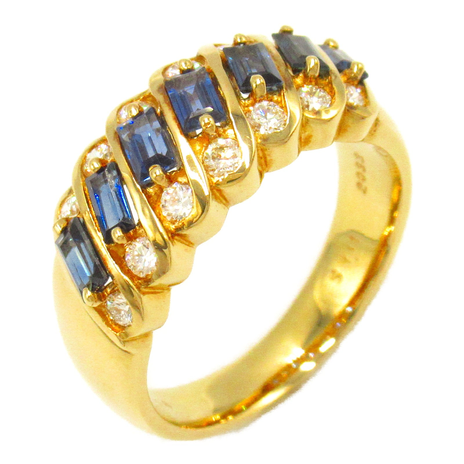 Pola Sapphire Diamond Ring K18 Yellow Gold