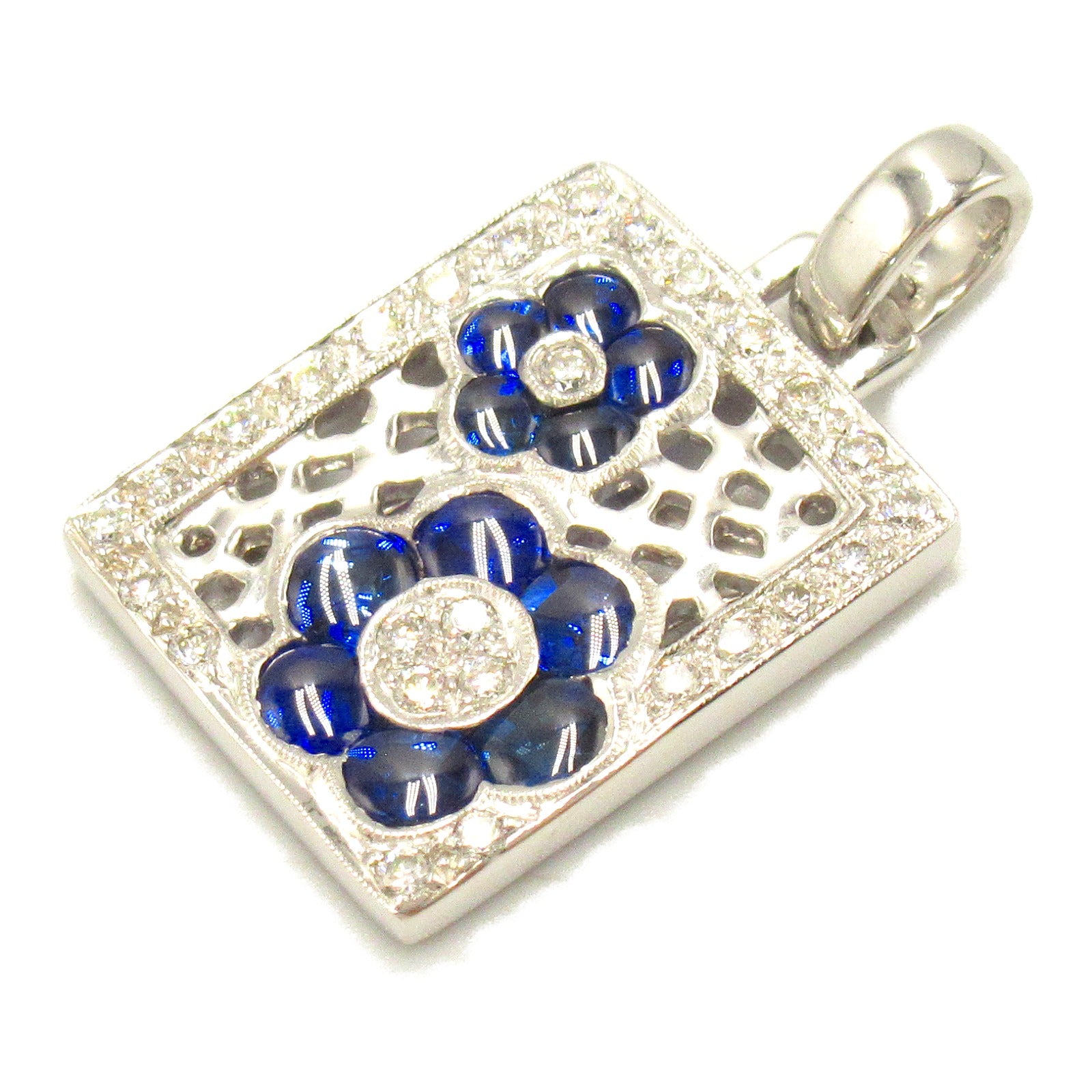 Sapphire Diamond Pendant K18WG White Gold