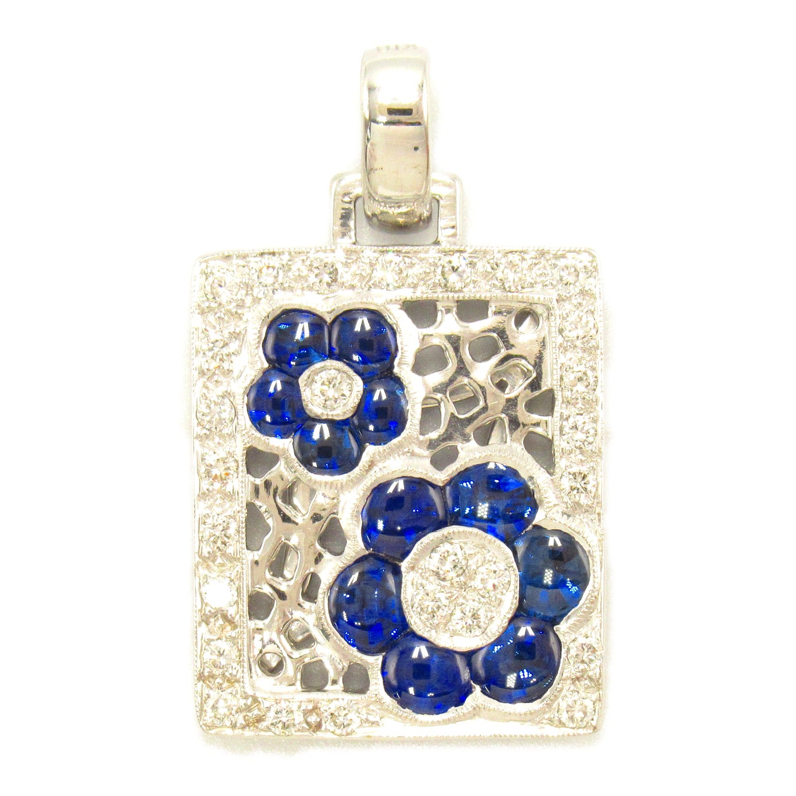 Sapphire Diamond Pendant K18WG White Gold