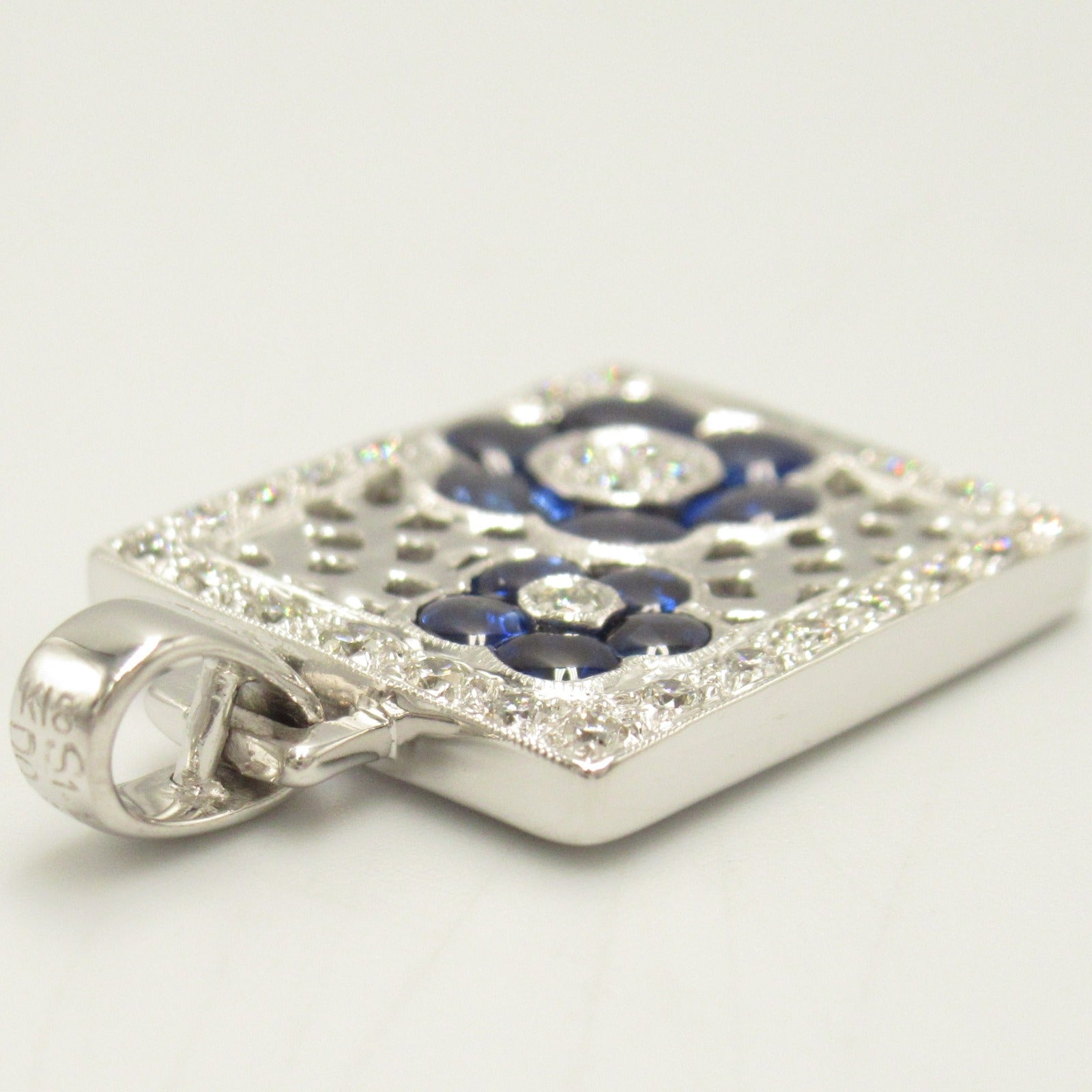 Sapphire Diamond Pendant K18WG White Gold