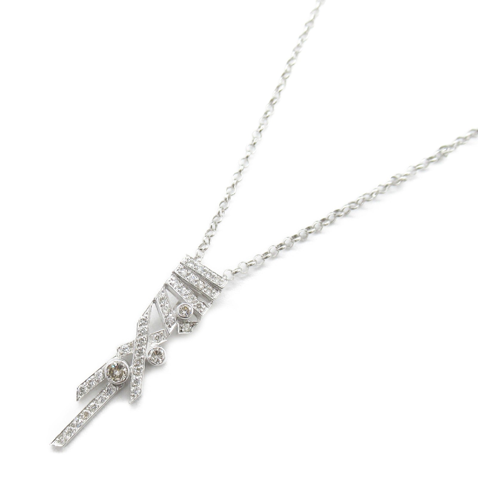 Diamond Necklace K18WG White Gold Jewelry