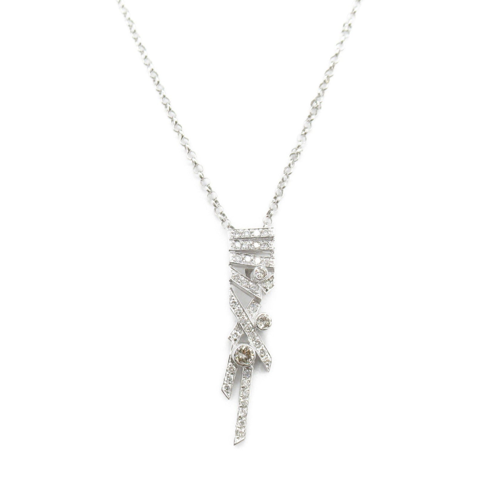 Diamond Necklace K18WG White Gold Jewelry