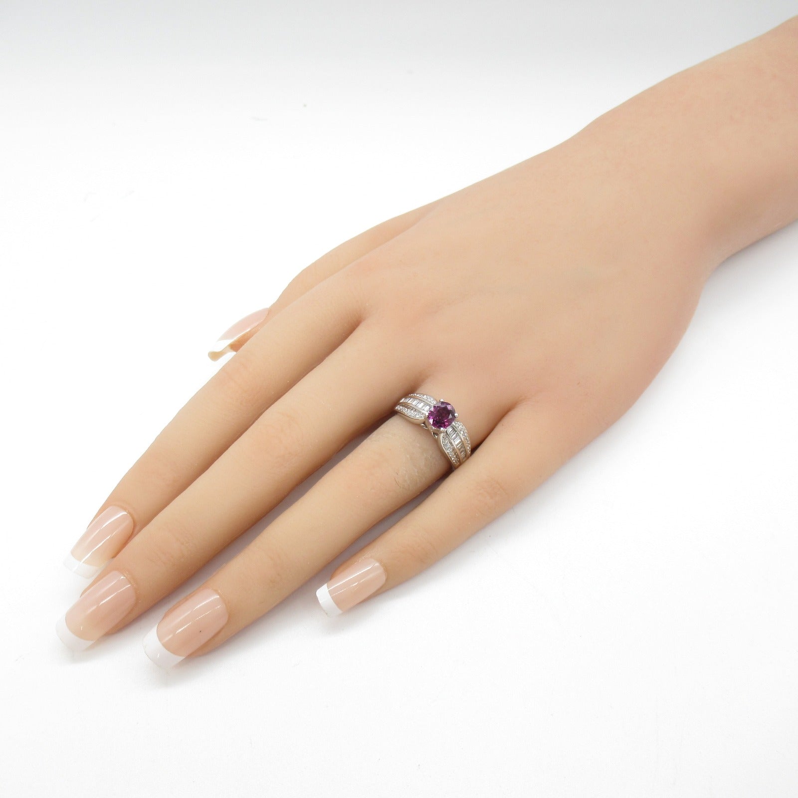 Purple Sapphire Diamond Ring K18WG White Gold