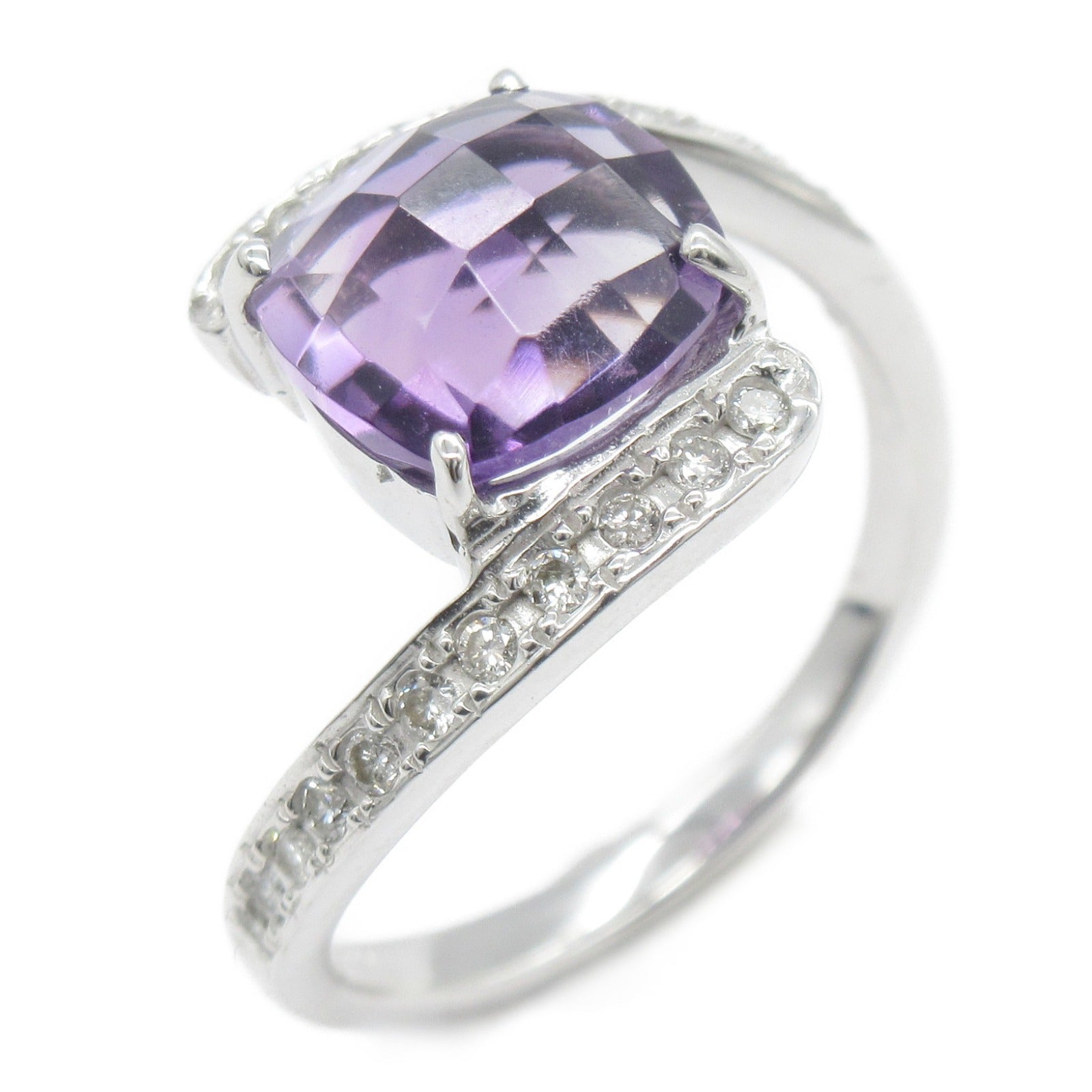 Amethyst Diamond Ring K18WG White Gold