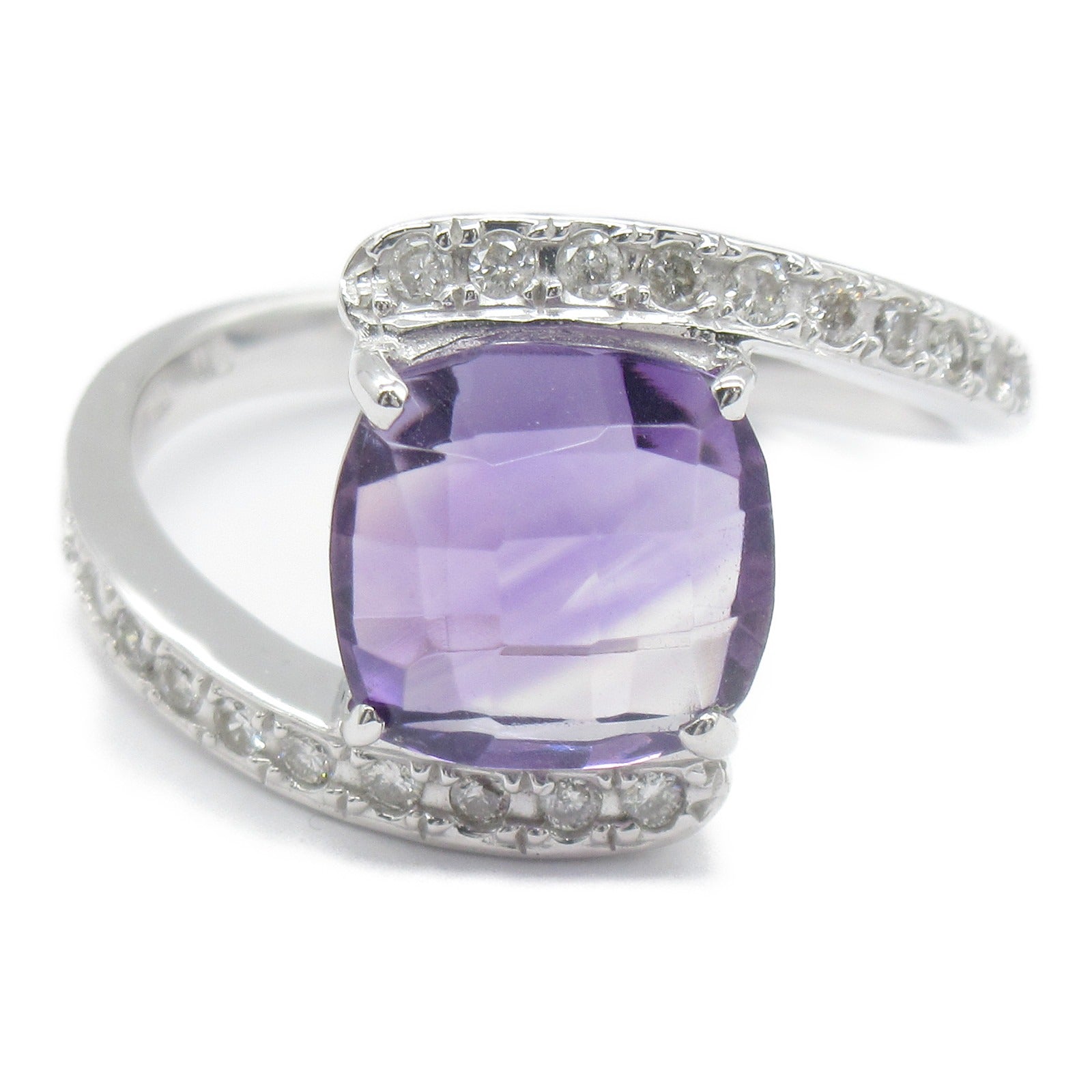 Amethyst Diamond Ring K18WG White Gold