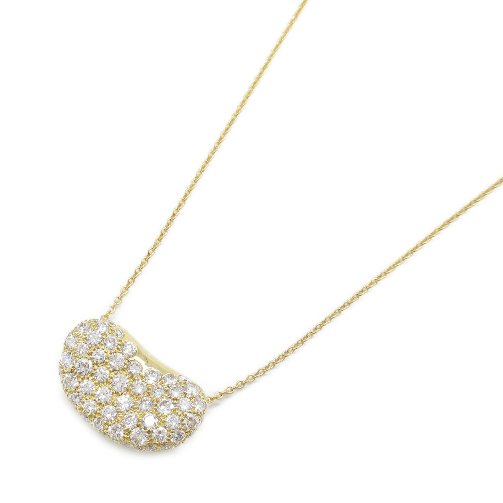 Tiffany & Co K18 Yellow Gold Diamond Bean Necklace