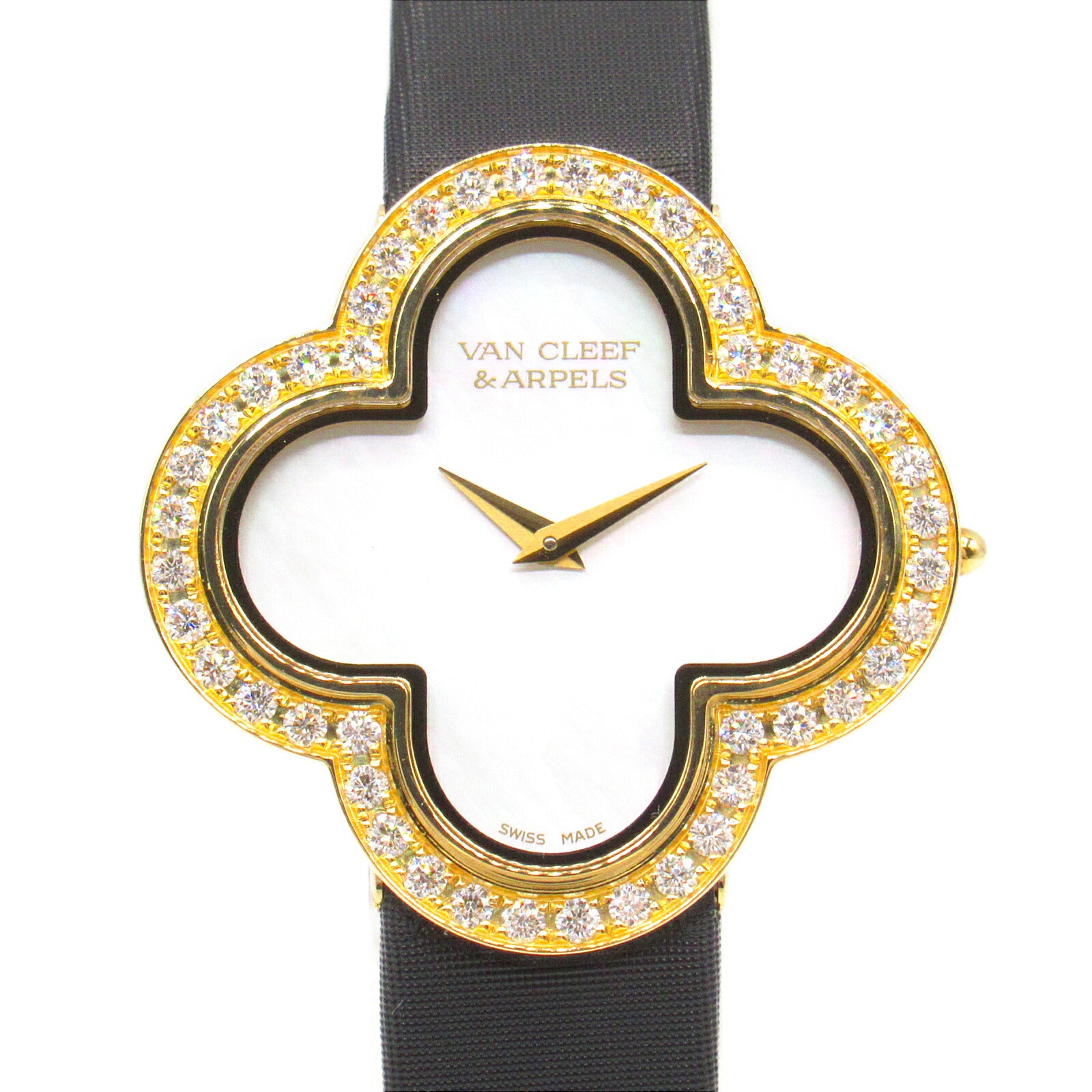 Van Cleef & Arpels Alhambra Medium Watch K18 Yellow Gold Leather