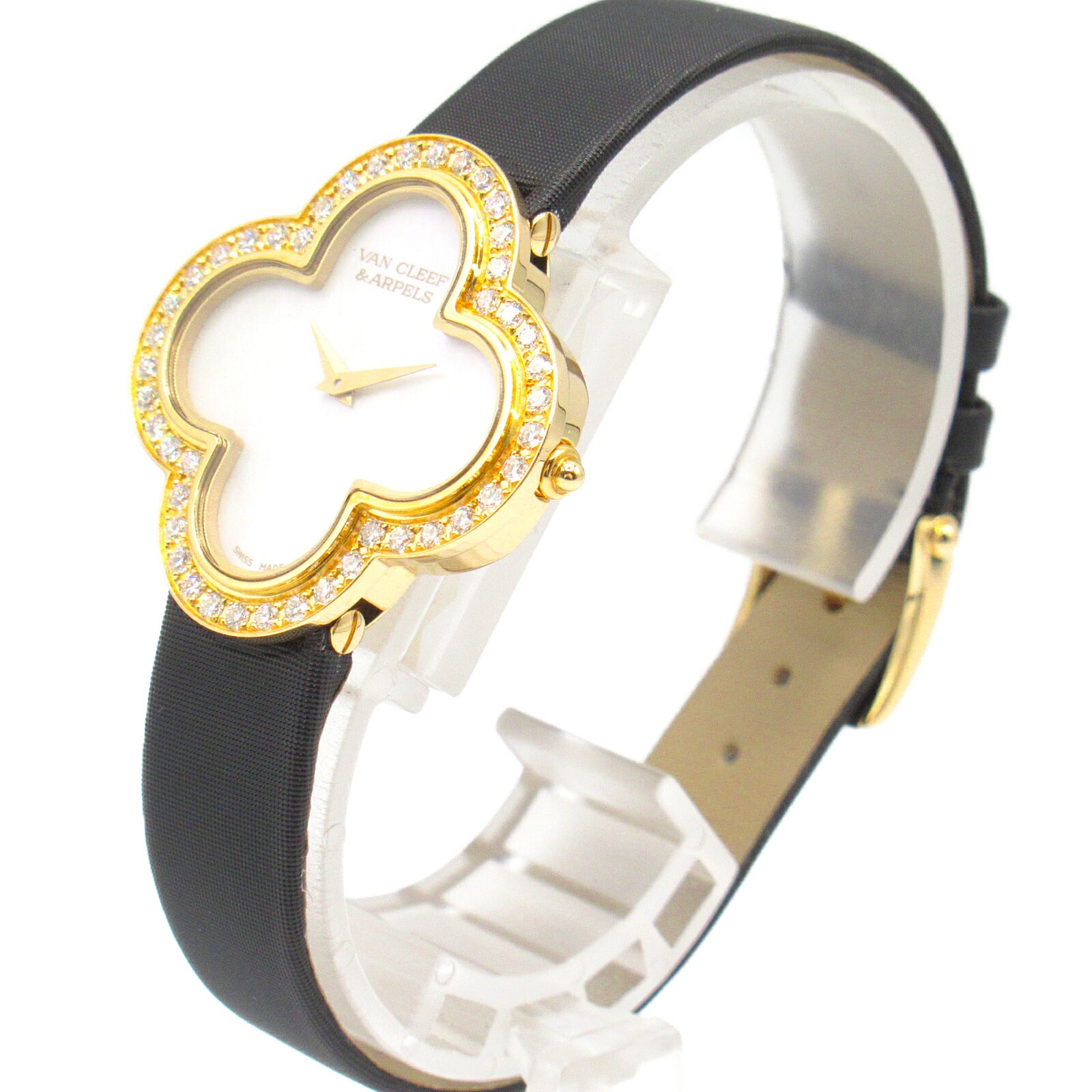 Van Cleef & Arpels Alhambra Medium Watch K18 Yellow Gold Leather