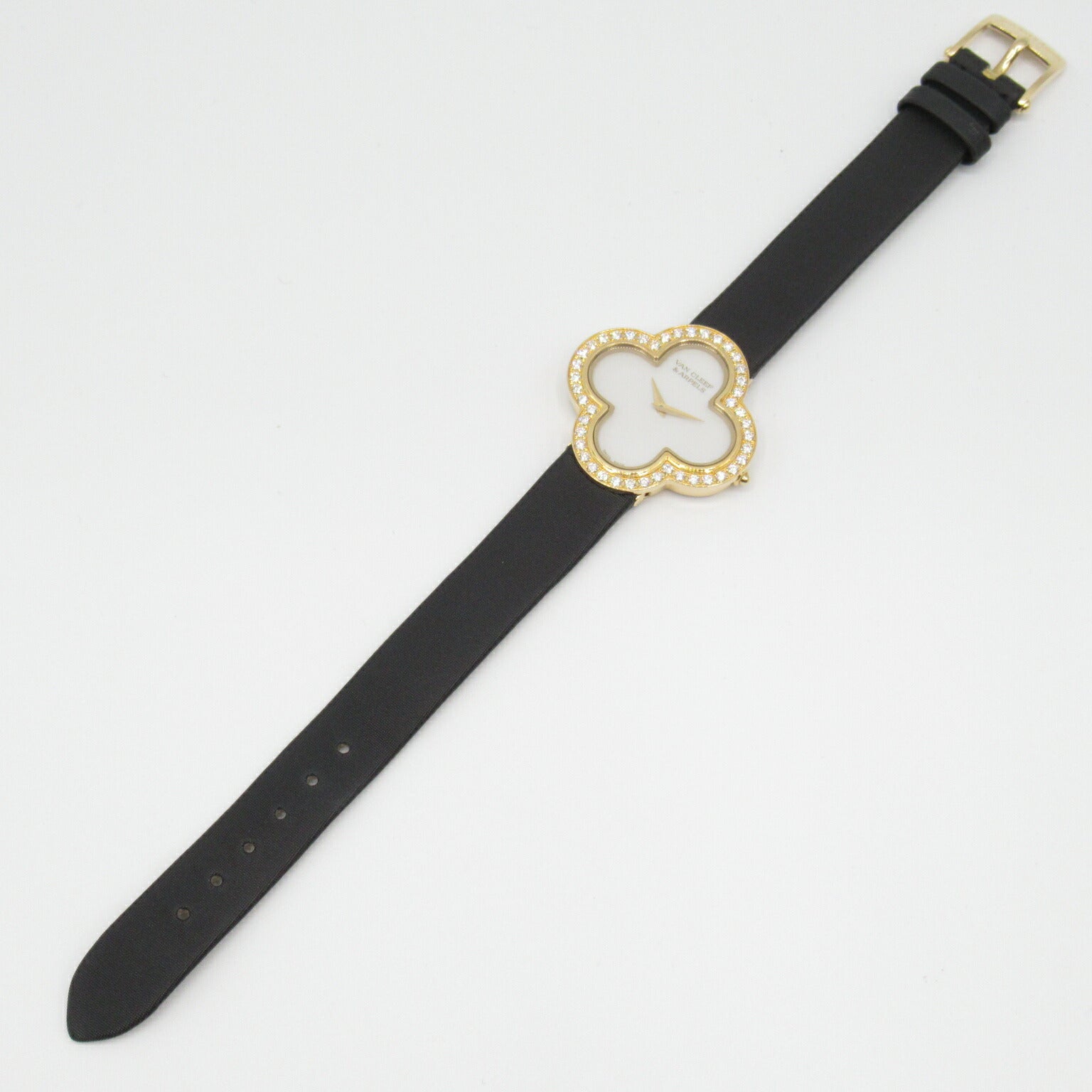 Van Cleef & Arpels Alhambra Medium Watch K18 Yellow Gold Leather