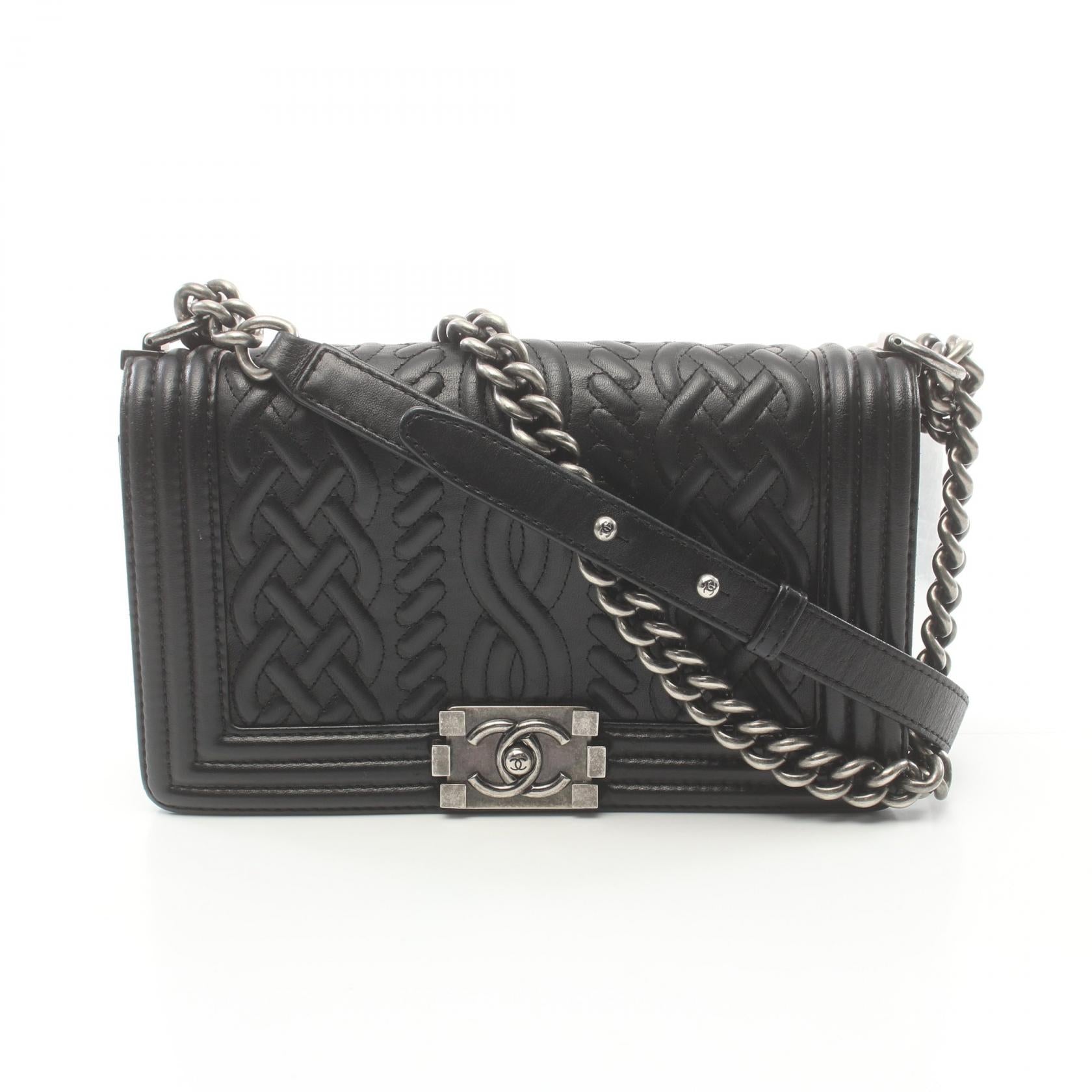 Chanel Boy Lambskin Shoulder Bag Black