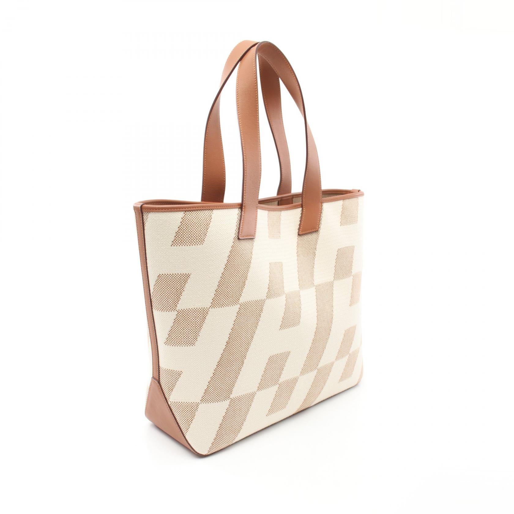 Hermes H Ambie GM Tote Bag White/Brown