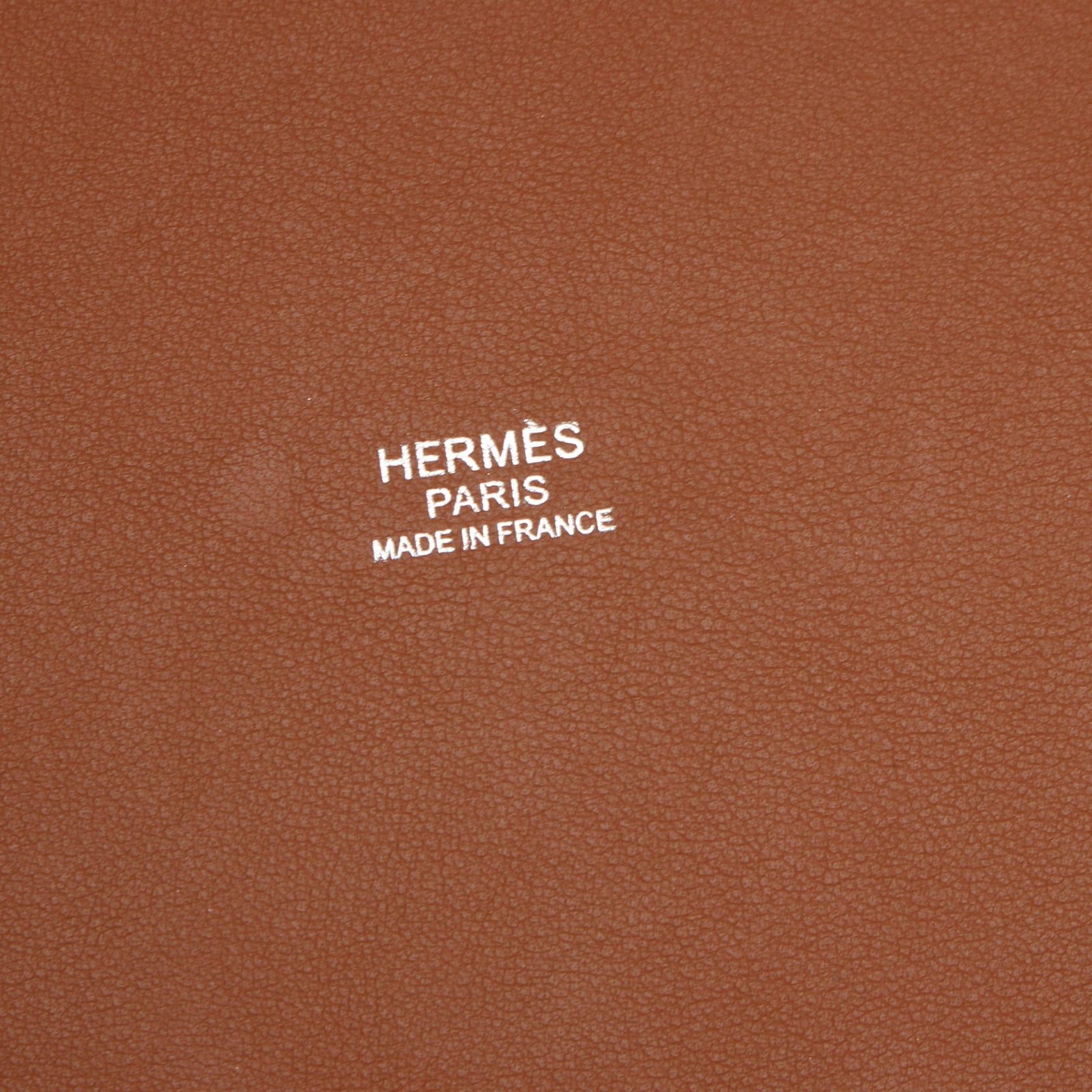 Hermes H Ambie GM Tote Bag White/Brown