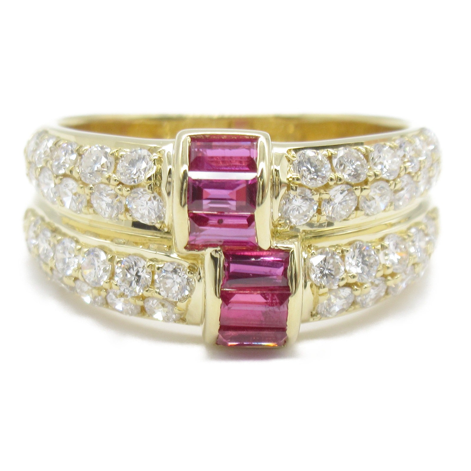 Ruby Diamond Ring K18 Yellow Gold