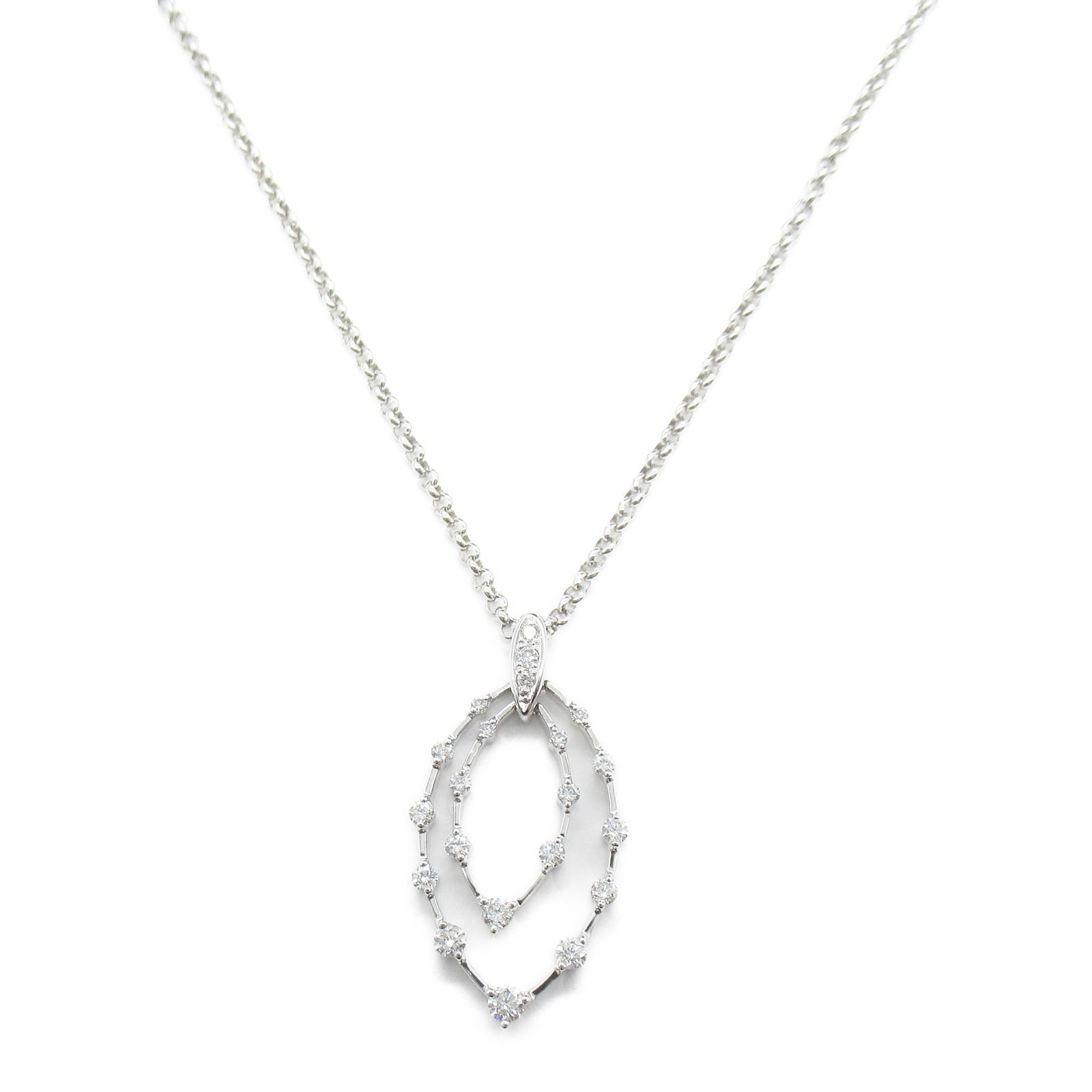 K18WG White Gold Diamond Necklace Jewelry