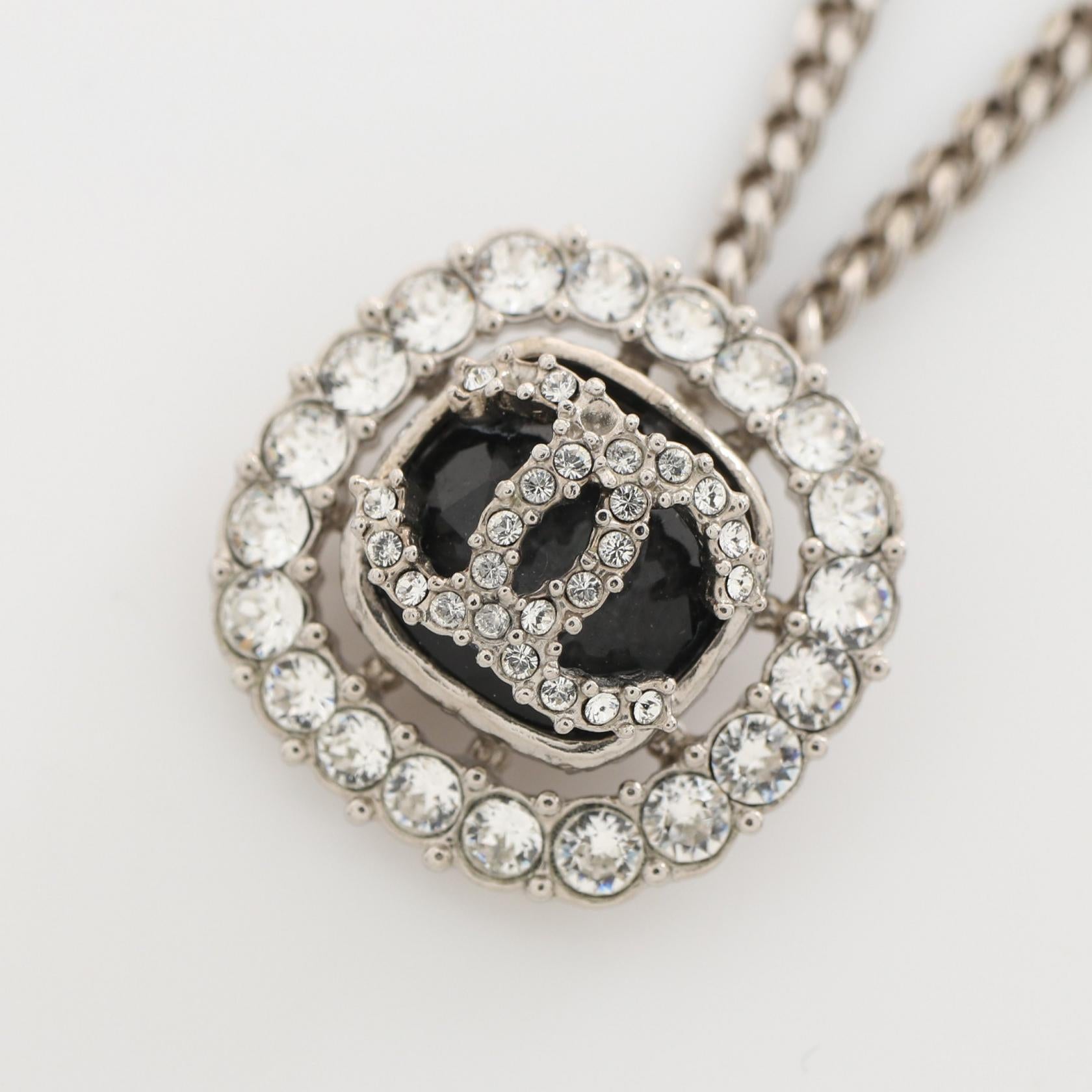 Chanel Coco Mark Necklace Stainless Steel Rhinestone