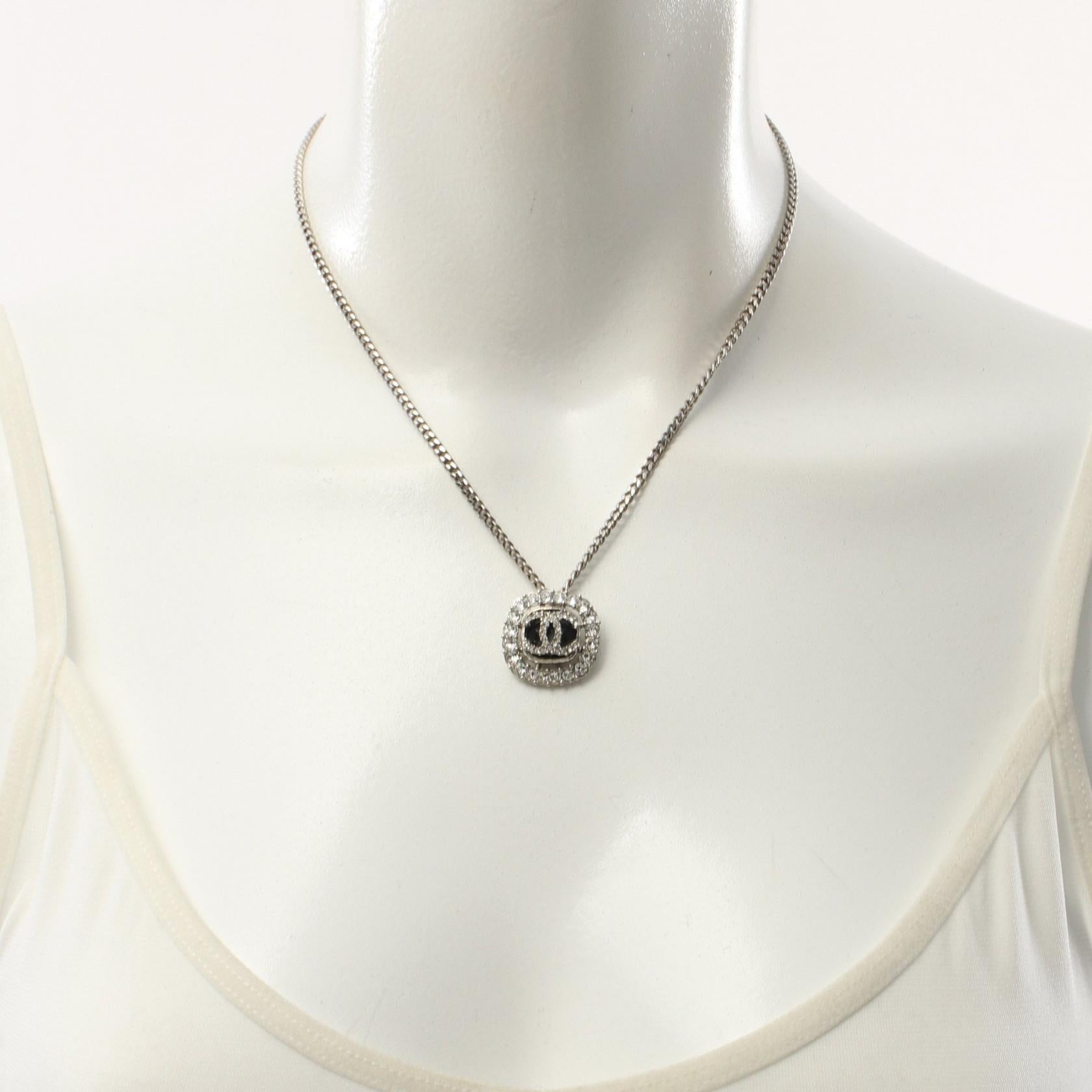 Chanel Coco Mark Necklace Stainless Steel Rhinestone