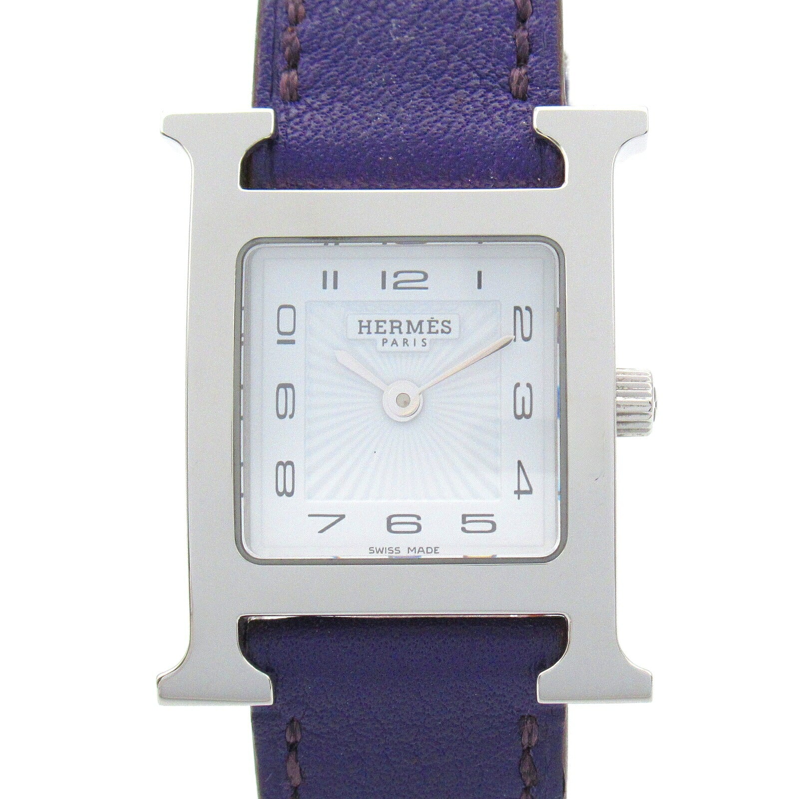 Hermes H Watch Stainless Steel Leather Quartz Watch