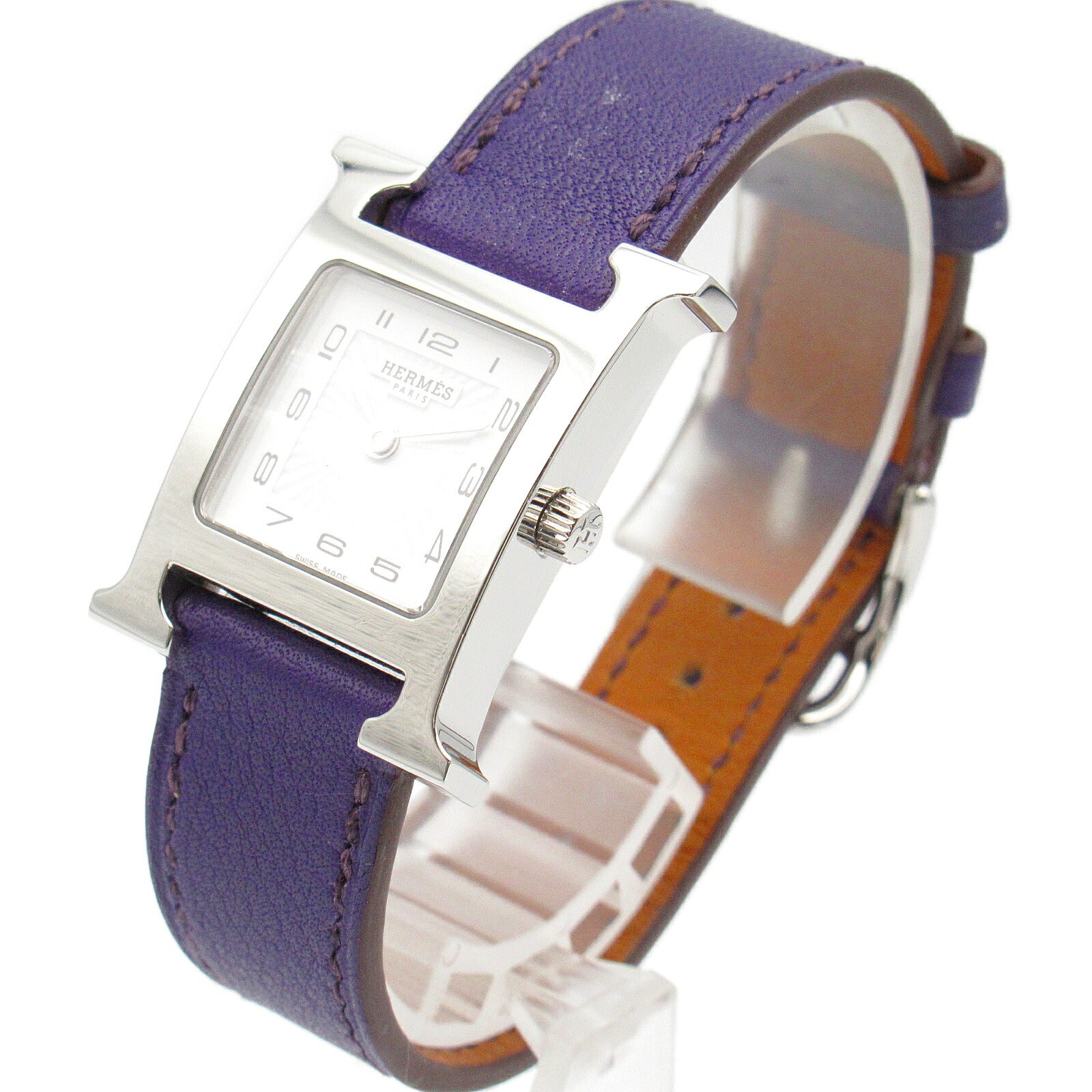 Hermes H Watch Stainless Steel Leather Quartz Watch