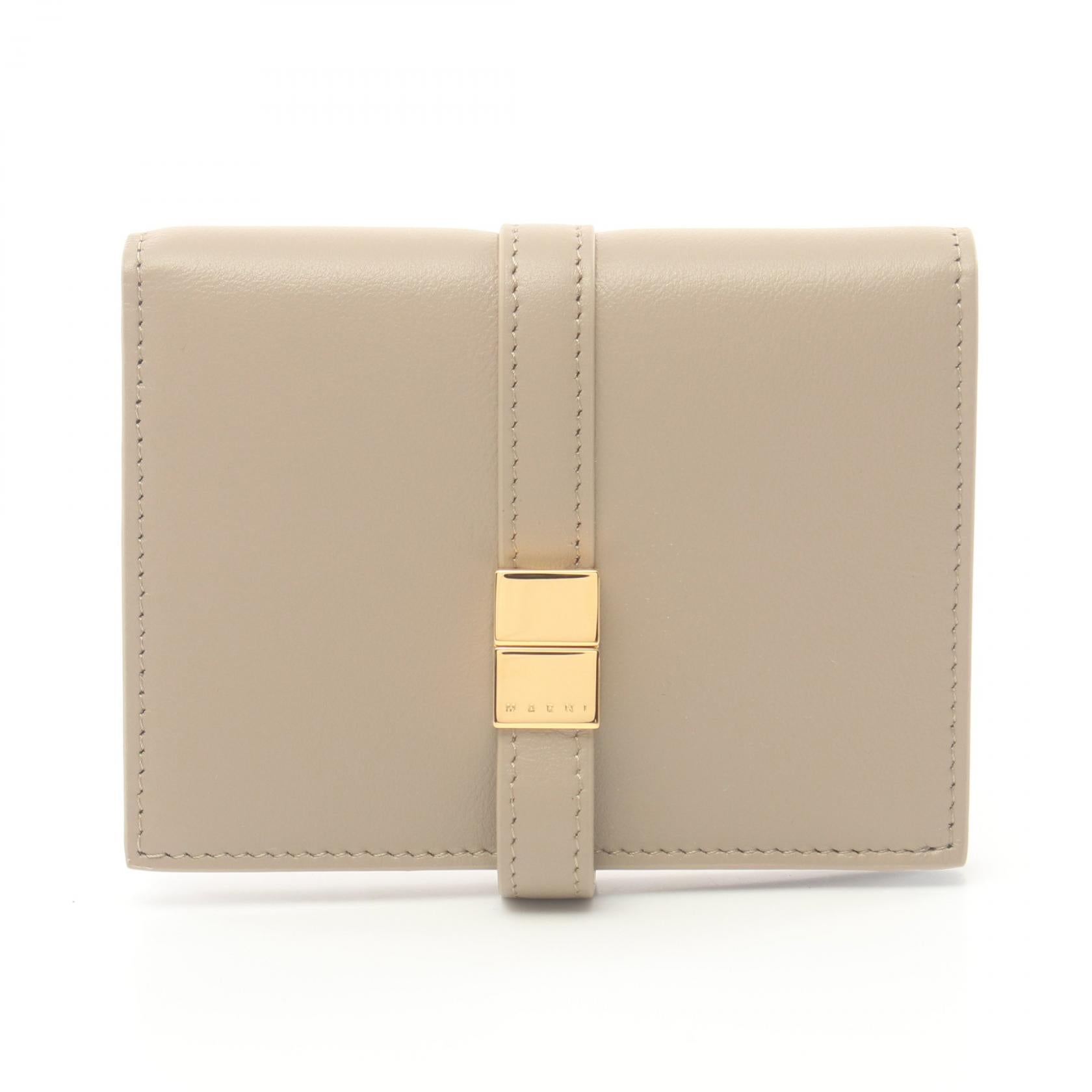 Marni Prisma Billfold Leather Wallet Beige