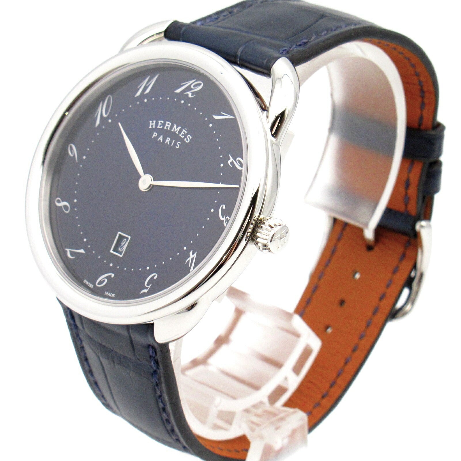 Hermes Arceau Watch Stainless Steel Leather